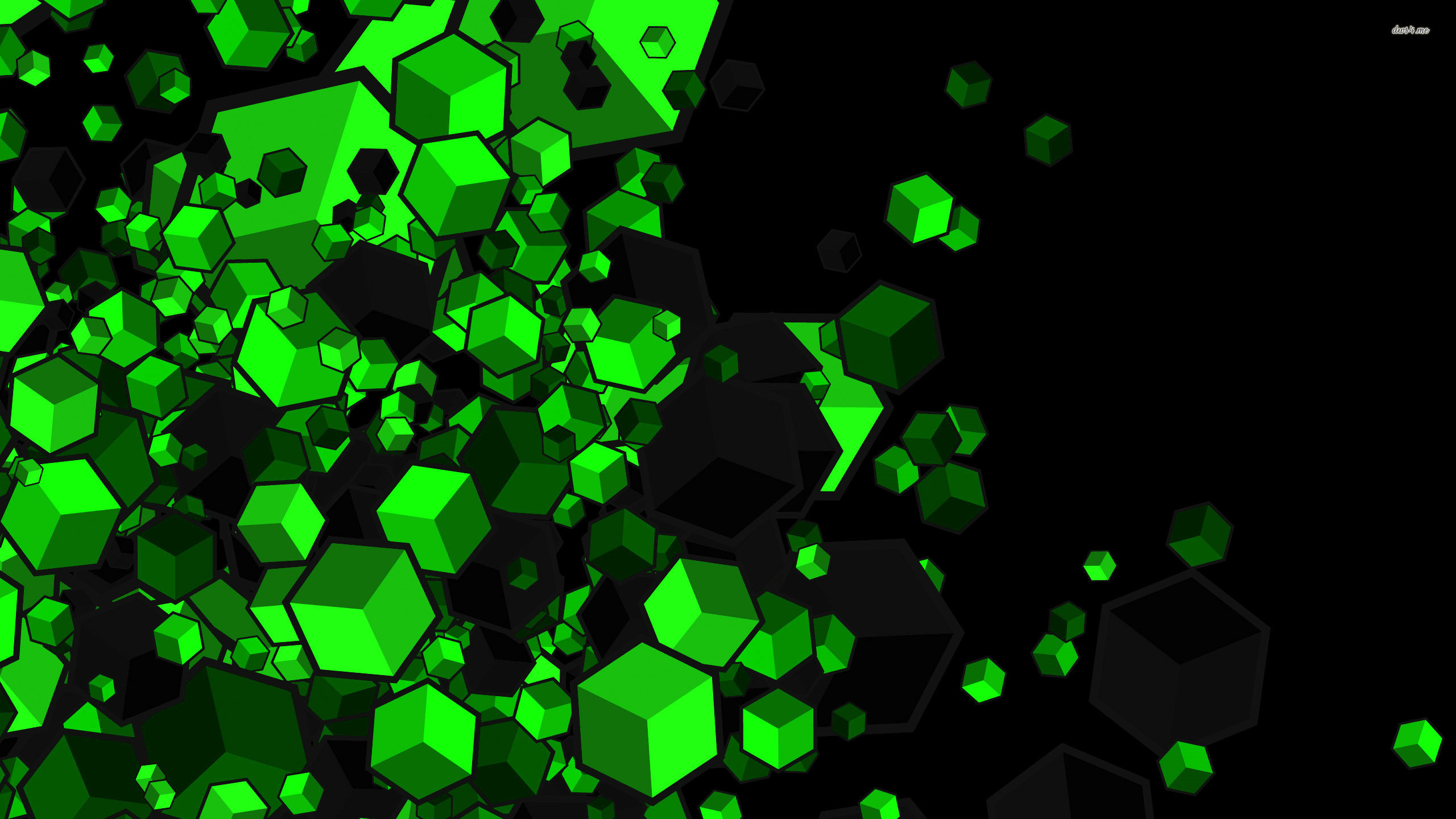 Green cubes on black background wallpaper – Vector .