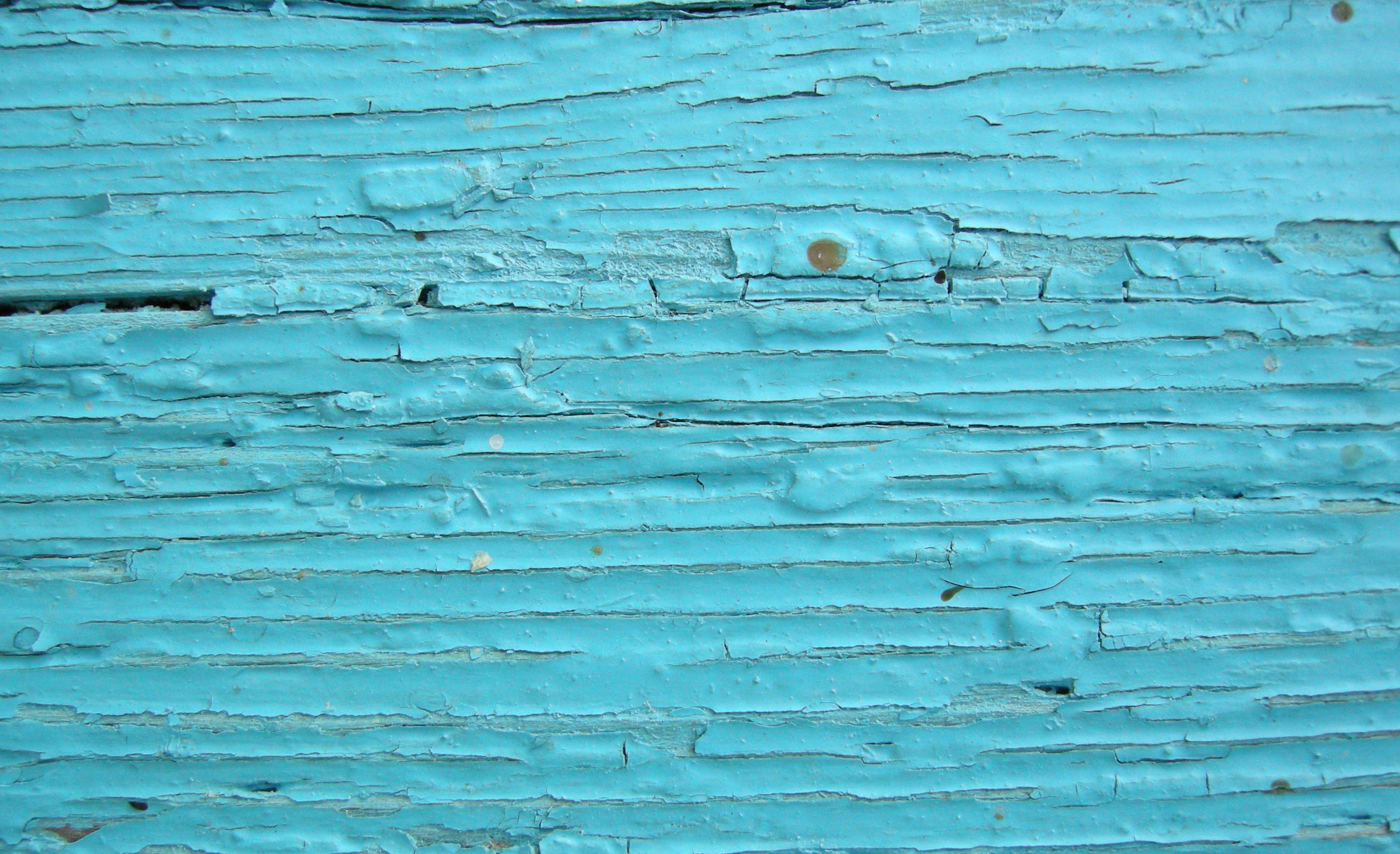 Wood plank with shriveled light blue paint