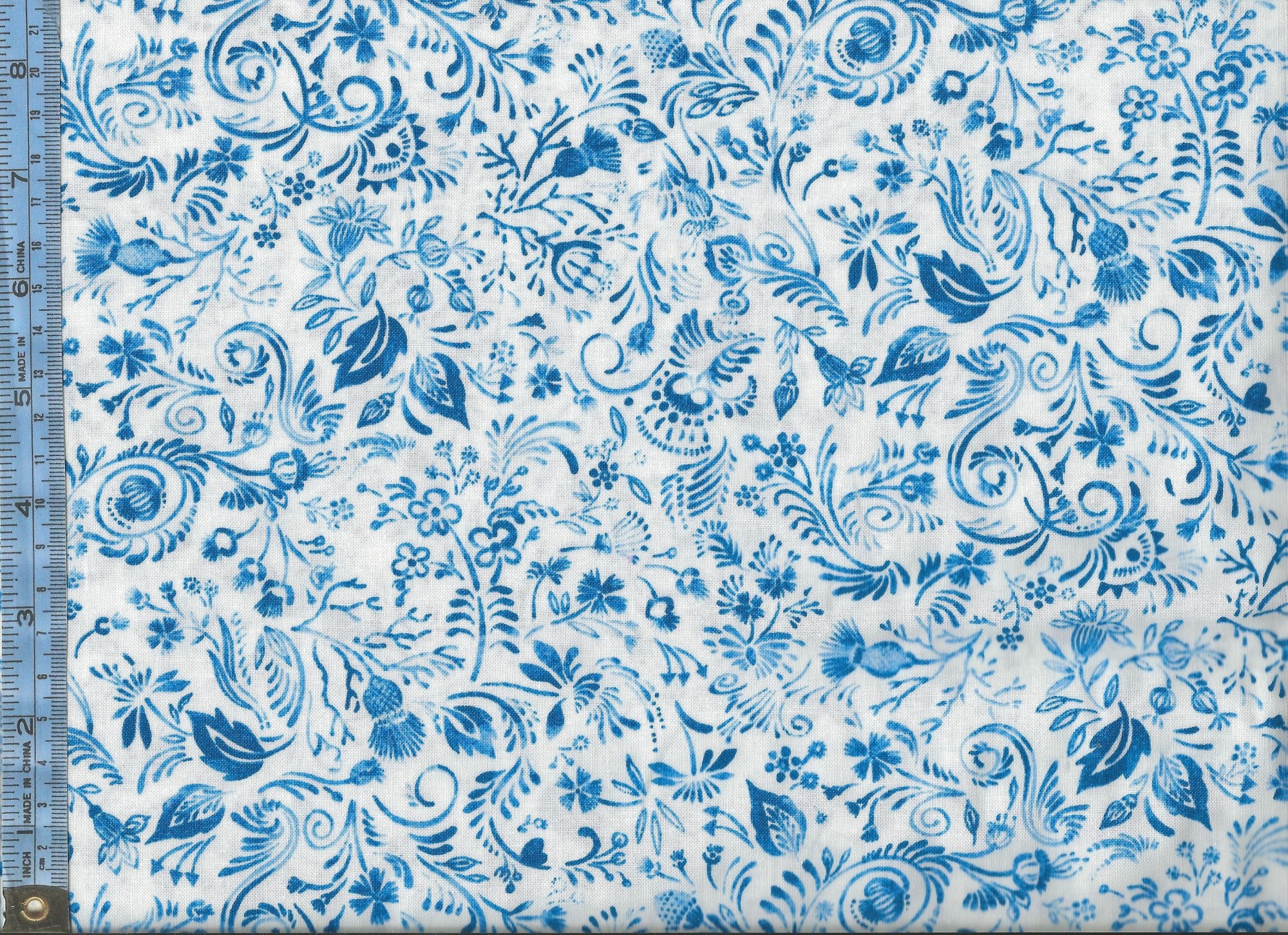 Flow Blue Garden – navy blue floral and leaves on white background