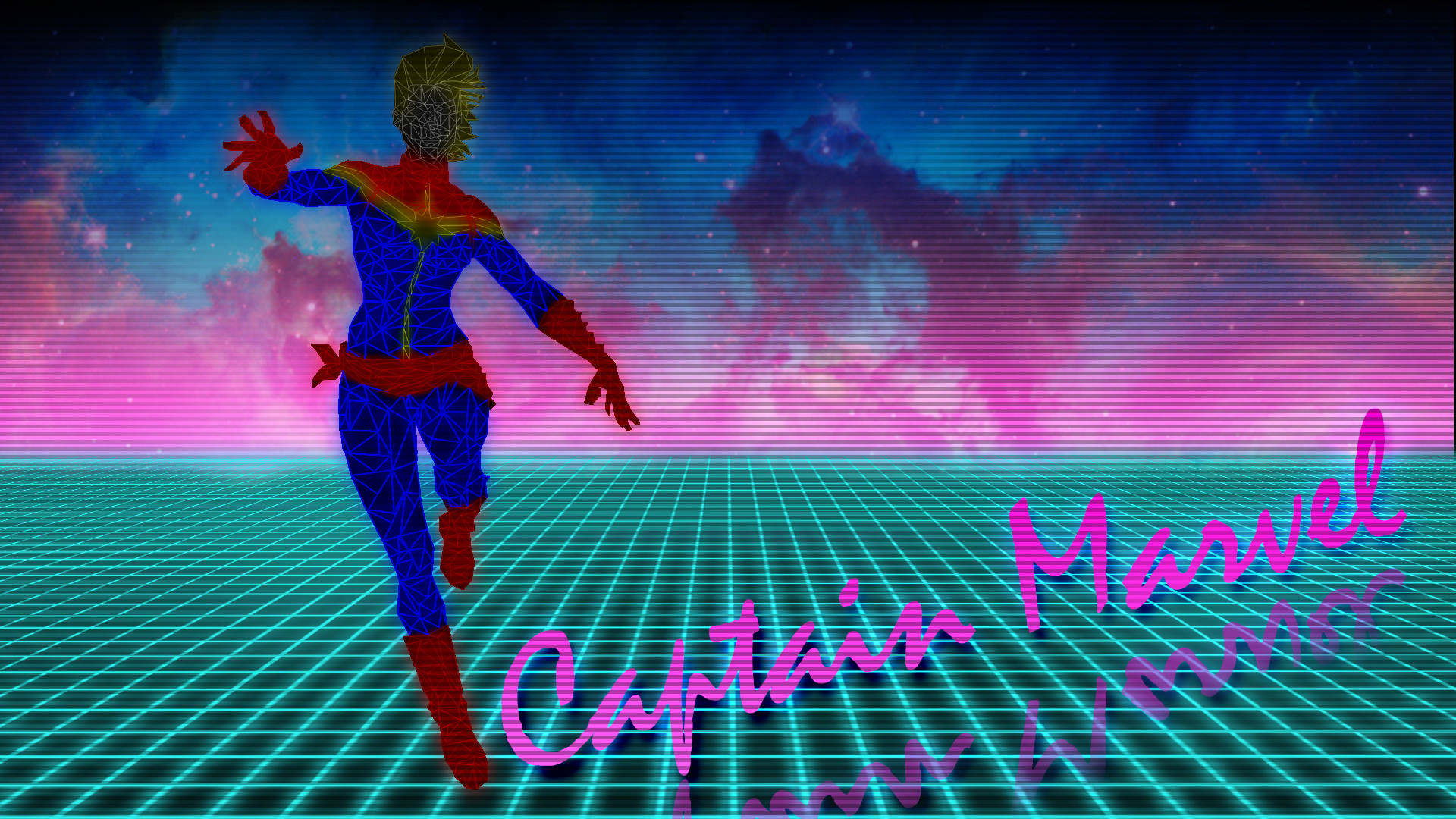 80s Neon Style Captain Marvel Wallpaper