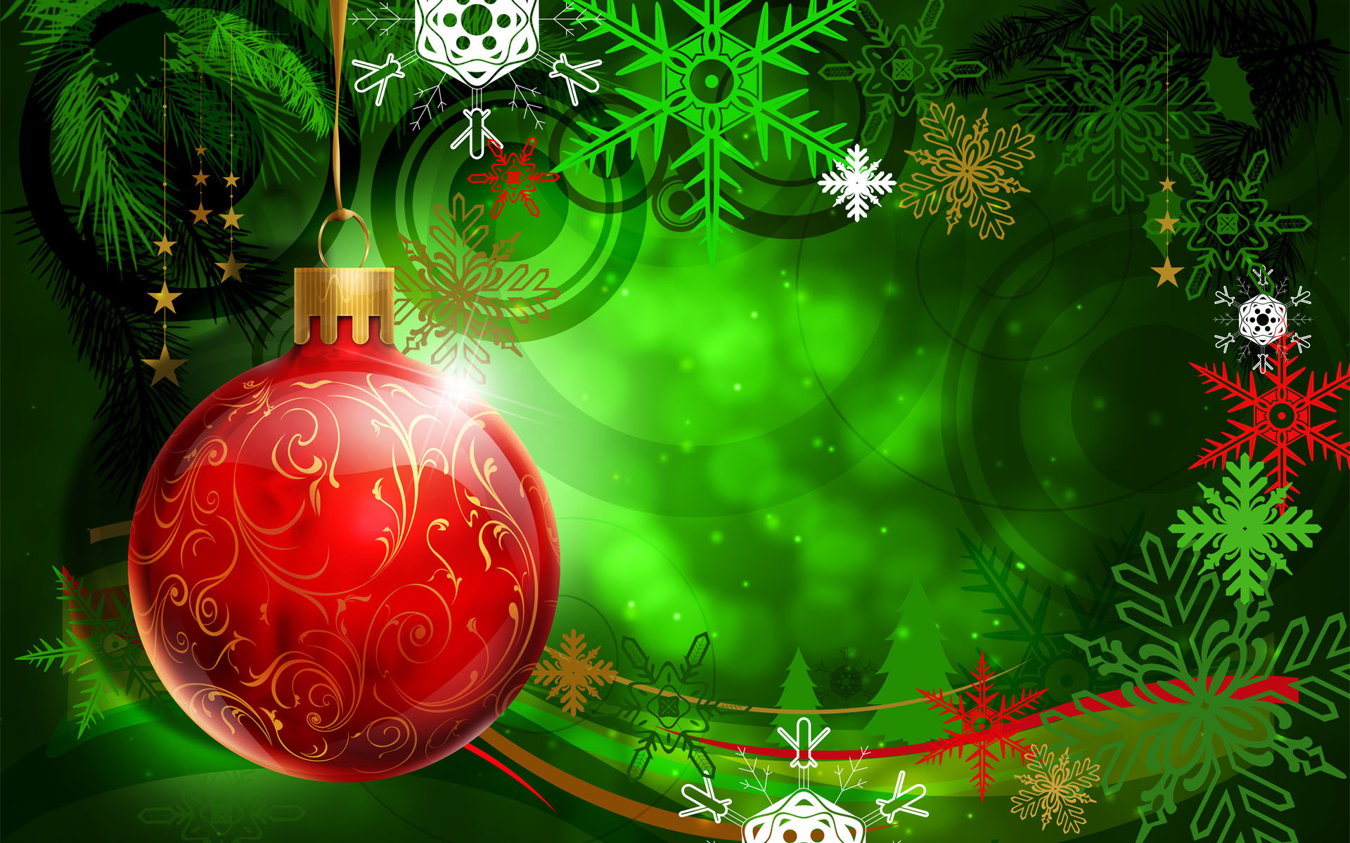 Red Christmas Ball on Green Background Wallpapers – HD Wallpapers 16426