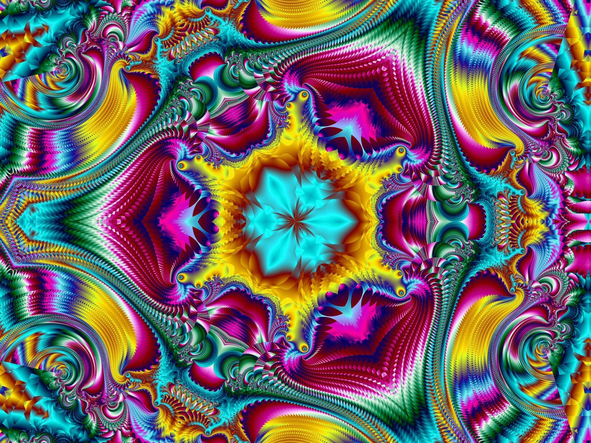 Psychodelic Rainbow Colored Fractal Twirl Wallpaper HD