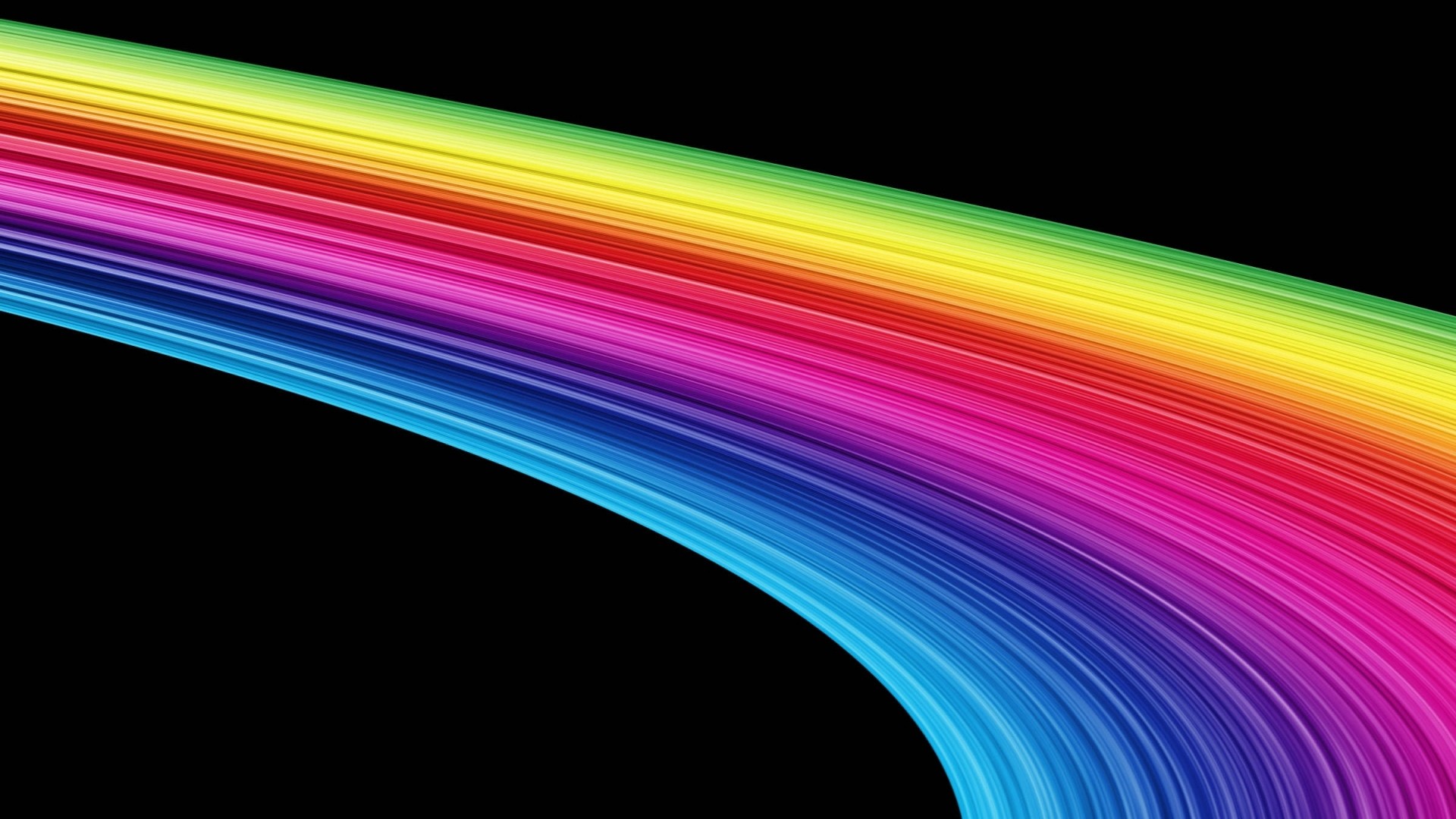 Wallpaper lines, abstract, rainbow, black background
