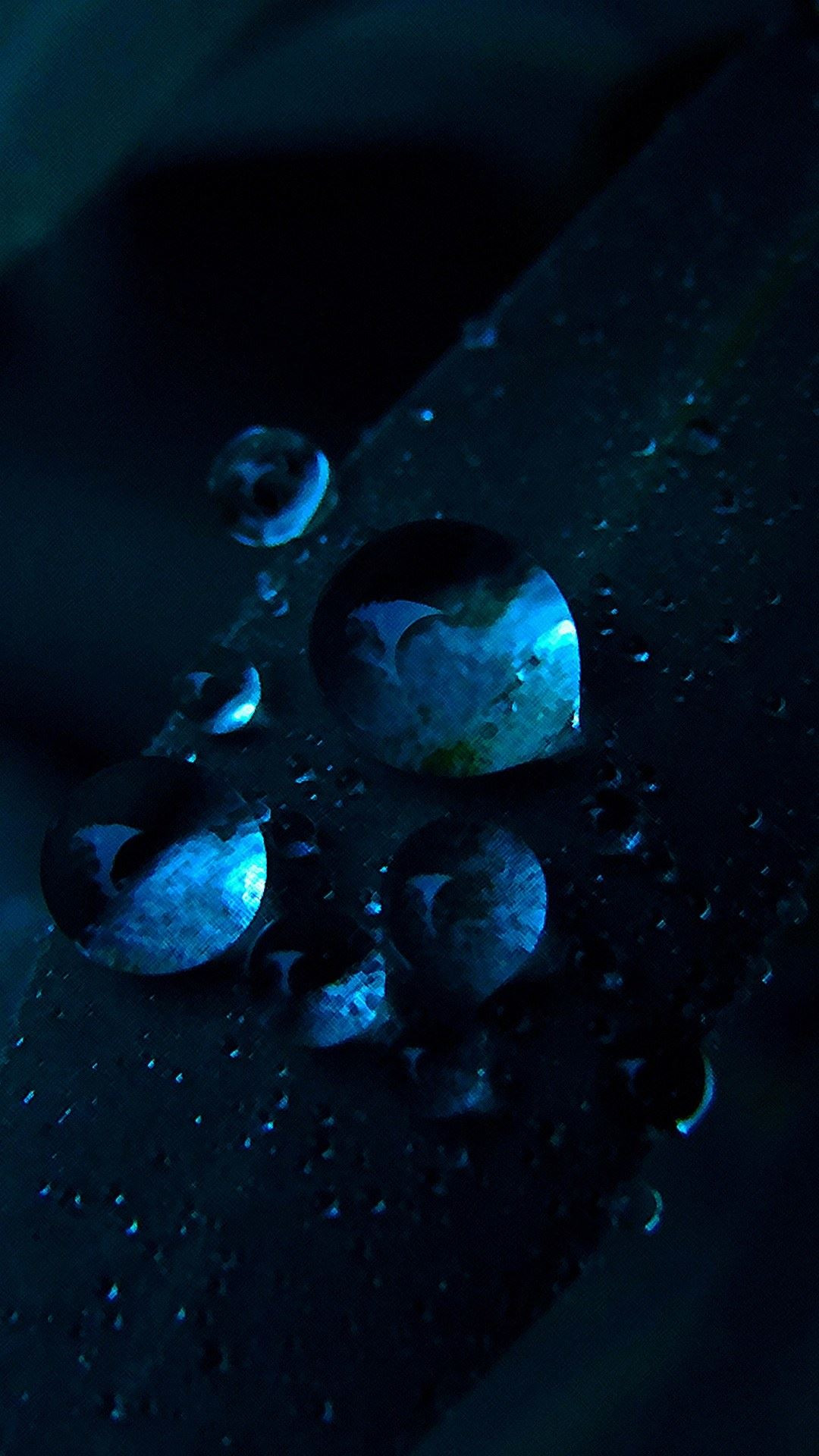 Macro Water Drops Dark Blue Grass #iPhone #6 #plus #wallpaper