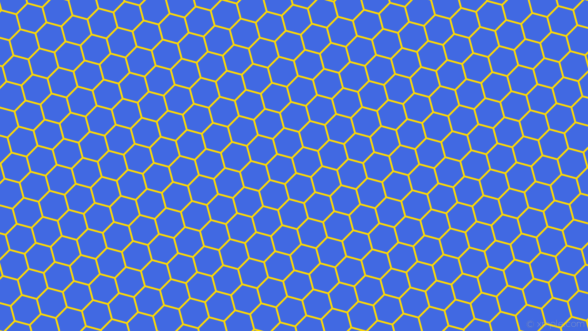 wallpaper yellow hexagon beehive honeycomb blue royal blue gold #4169e1  #ffd700 diagonal 15Â°