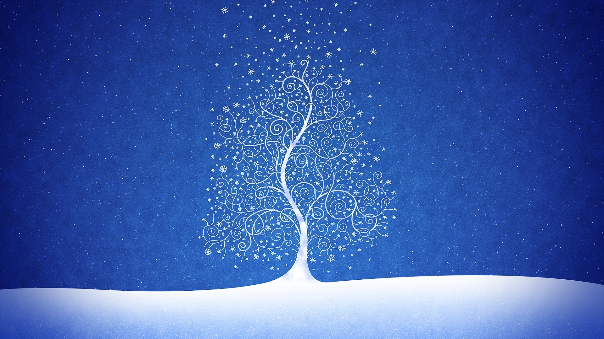 Preview wallpaper drawing, tree, blue 1920×1080
