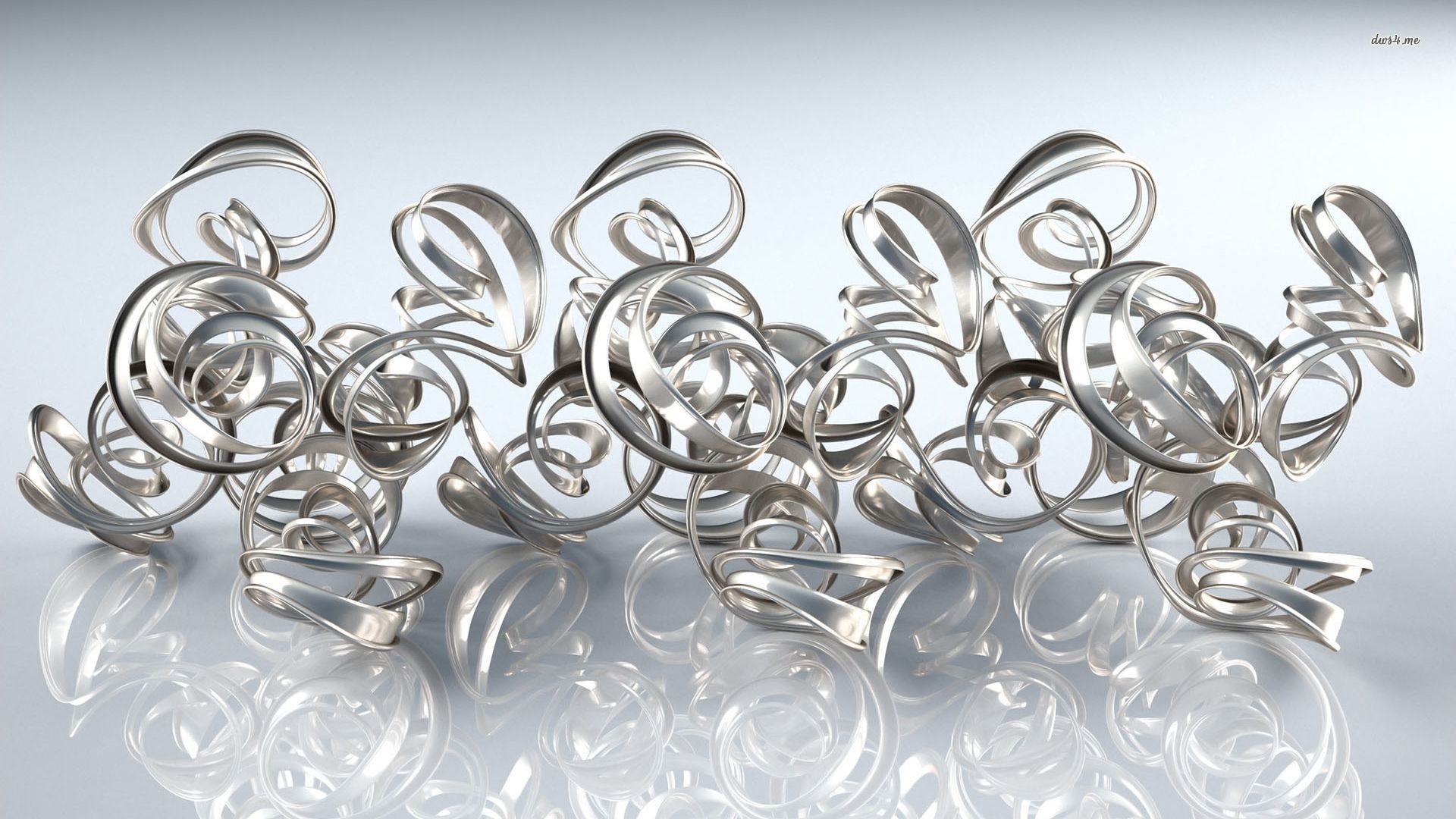 TWISTED SILVER METALLIC SHAPES WALLPAPER