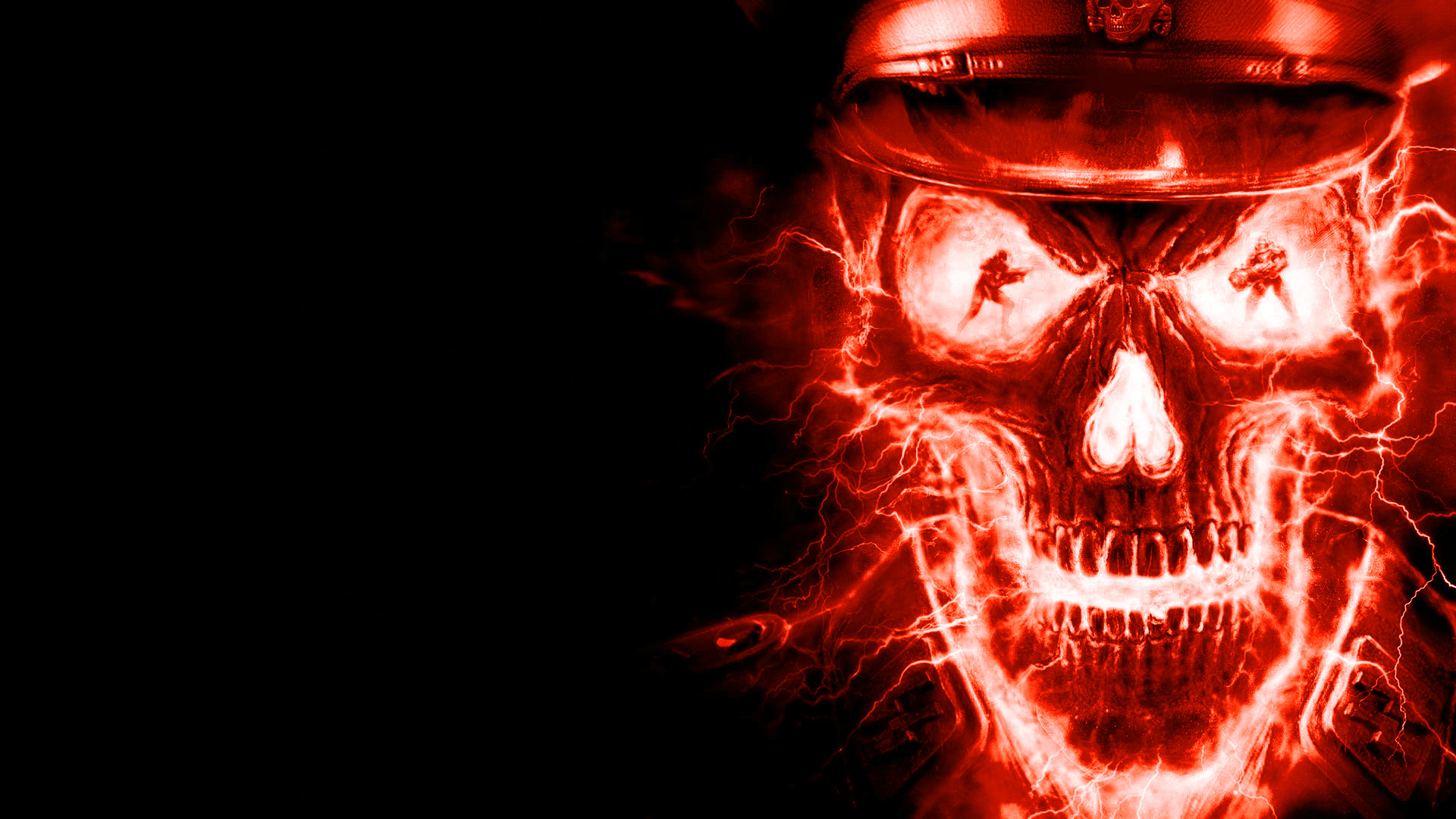 Red Skulls On Fire Photo, fire skull texture