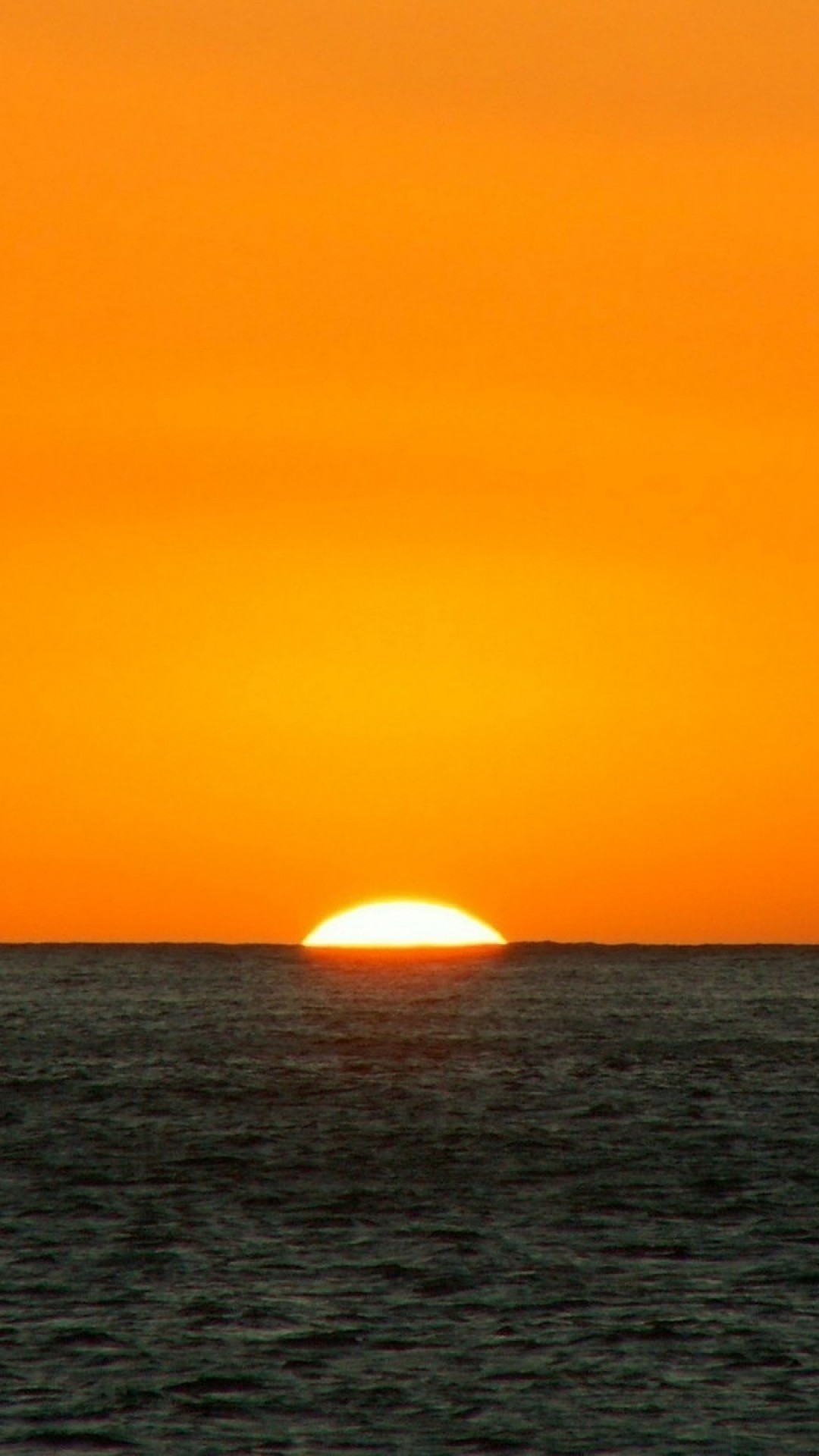 Wallpaper orange, dark blue, sea, horizon, sun