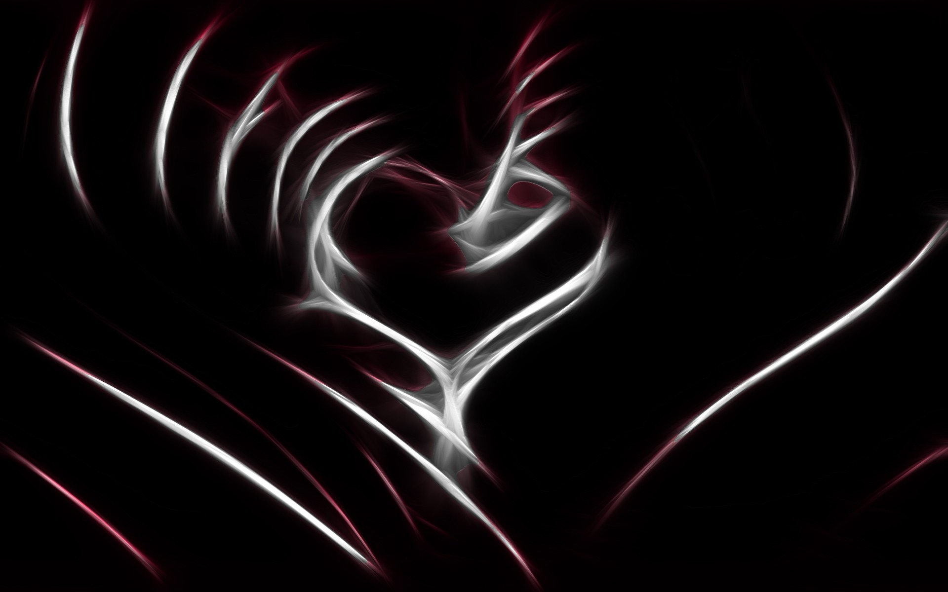 Wallpaper Abstract, Heart, Line, White, Red, Black