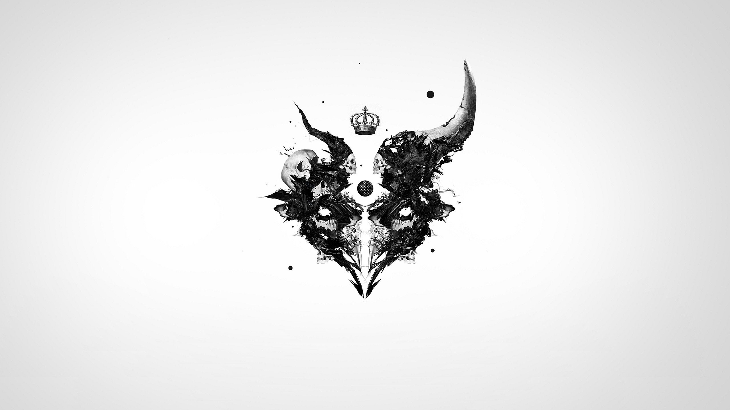 Abstract Crowns Skulls White Background