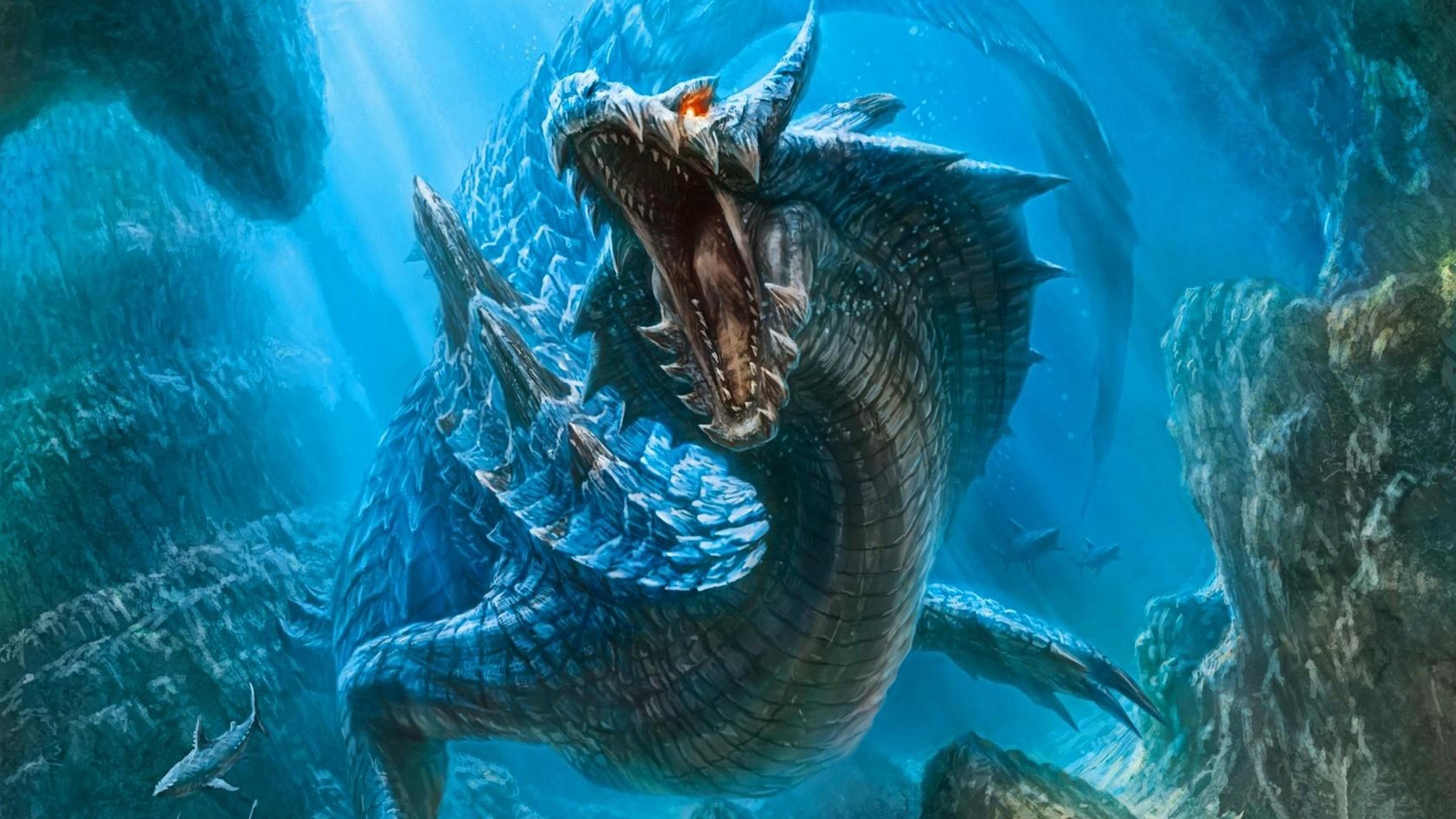 Lagiacrus Dragon Sea Shark Water Monster hunter HD Wallpapers