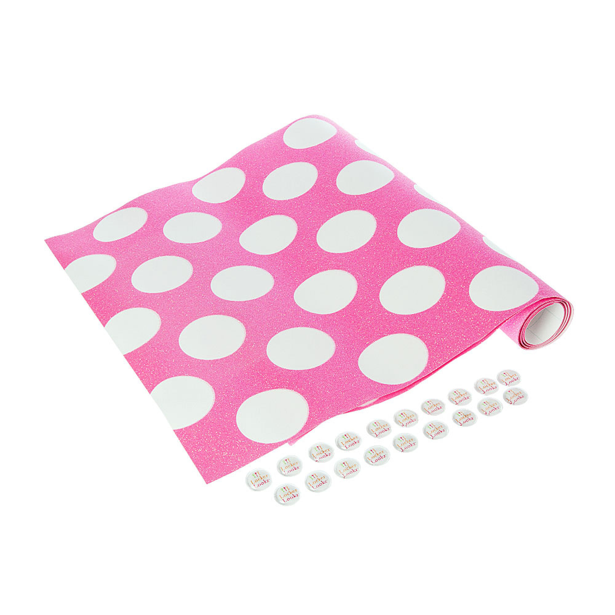 LockerLookz Pink and White Polka Dots Wallpaper,