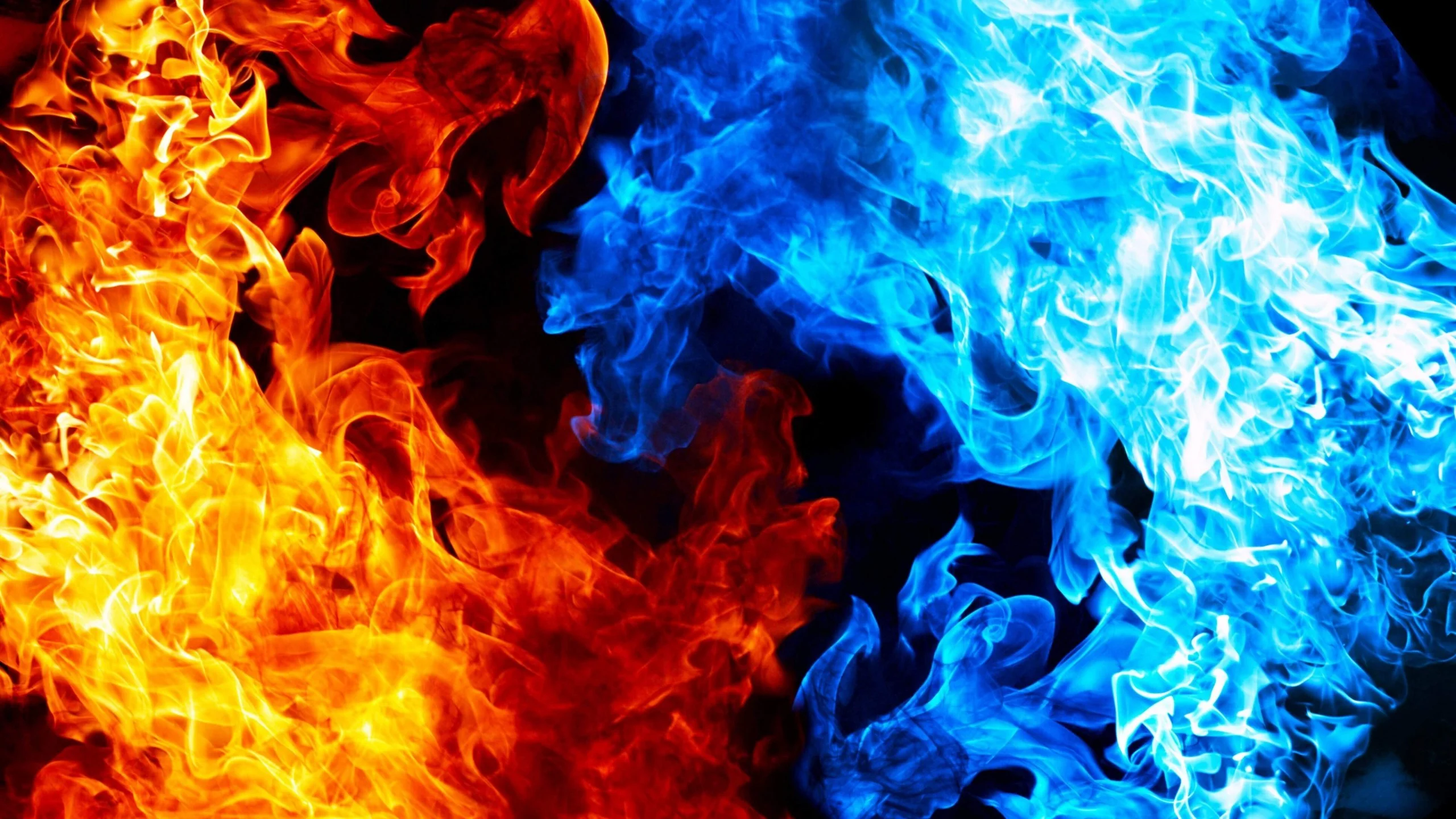 Blue And Red Fire Wallpaper for Desktop 2560 x 1440