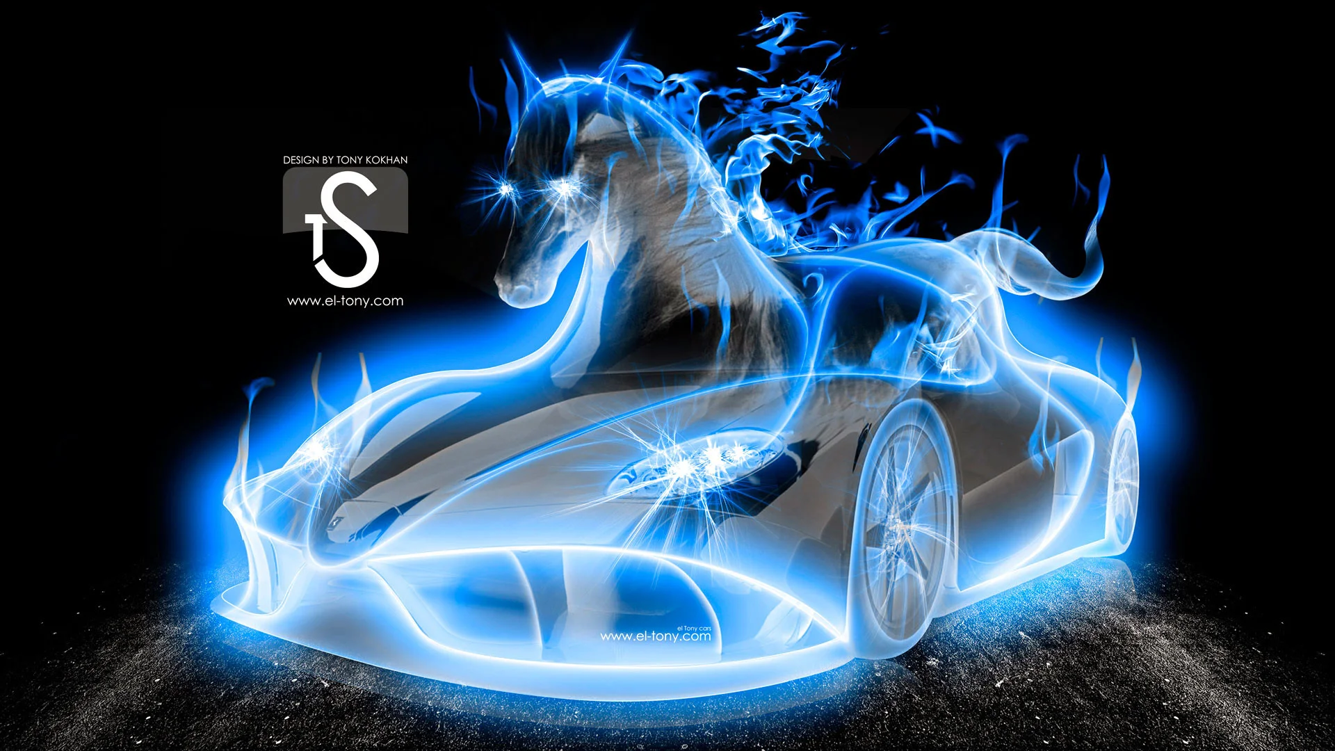 hd pics photos attractive blue neon car horse blue fire hd quality desktop  background wallpaper