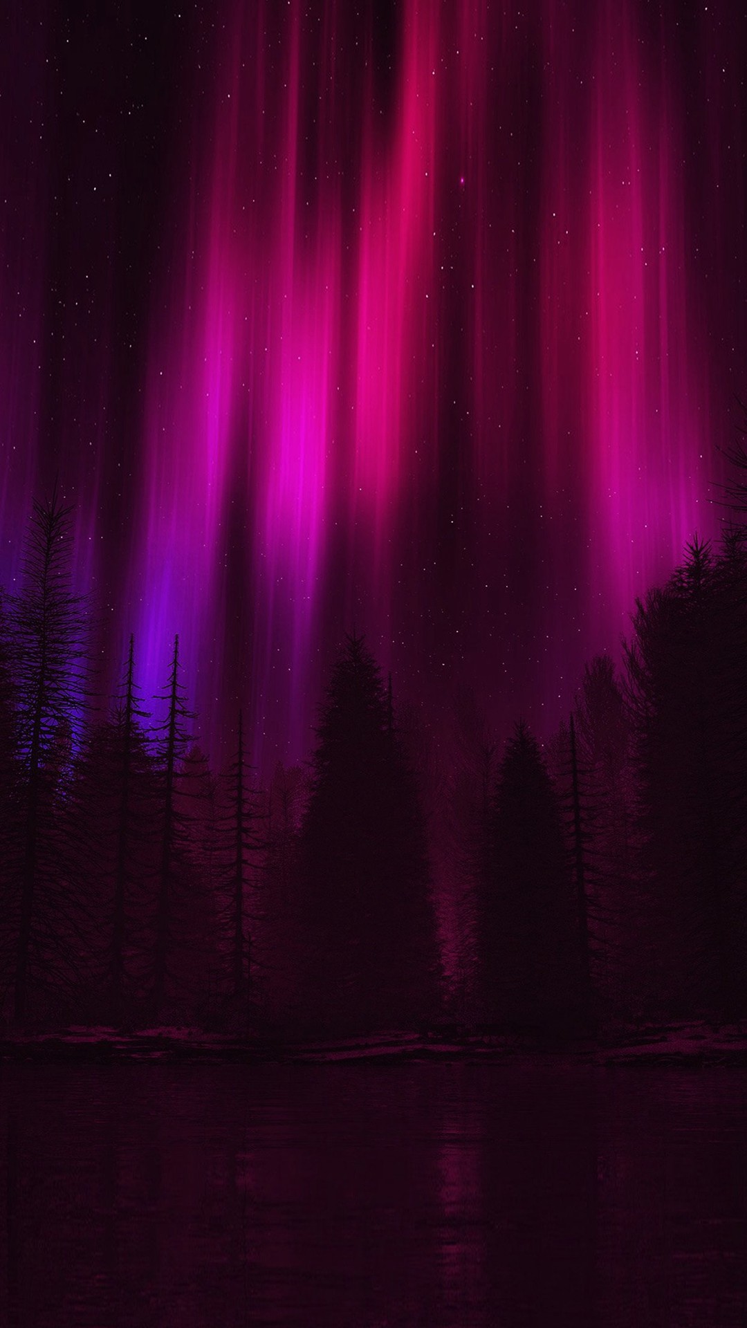 Aurora Night Sky Dark Red Nature Art iPhone 8 wallpaper