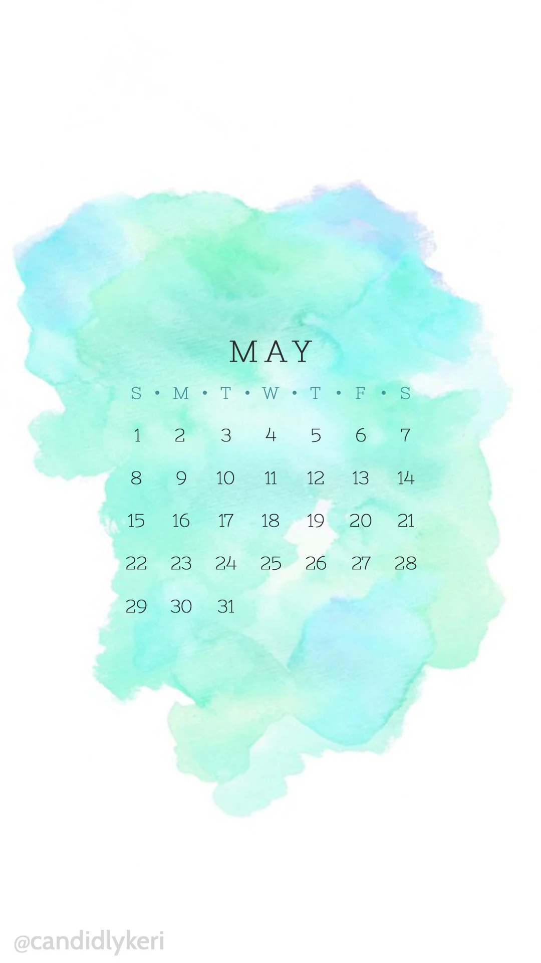 Blue turquoise and green may 2016 calendar wallpaper free download for  iPhone android or desktop background