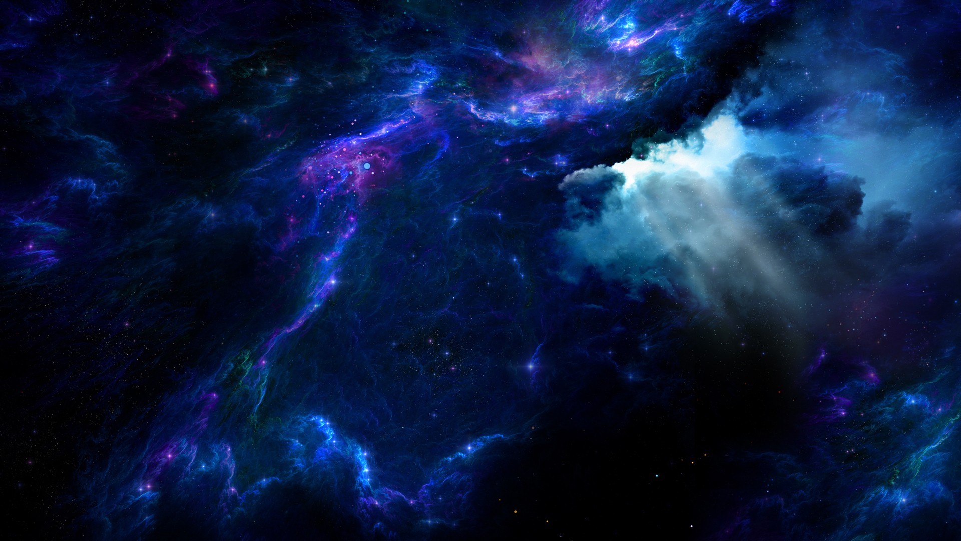 Download Wallpaper Very beautiful dark blue space nebula – 1920×1080