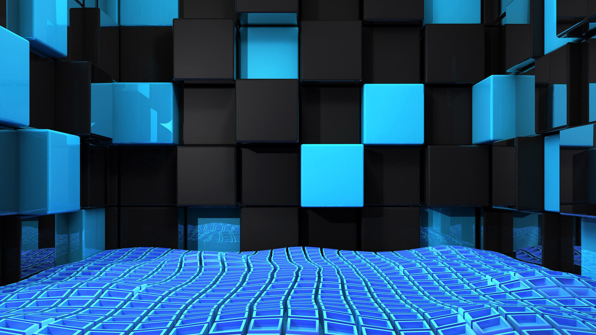 3D Blue and Black Cubes Desktop Background HD 19201080 Desktop Backgrounds Pinterest Wallpaper, Desktop backgrounds and Hd wallpaper