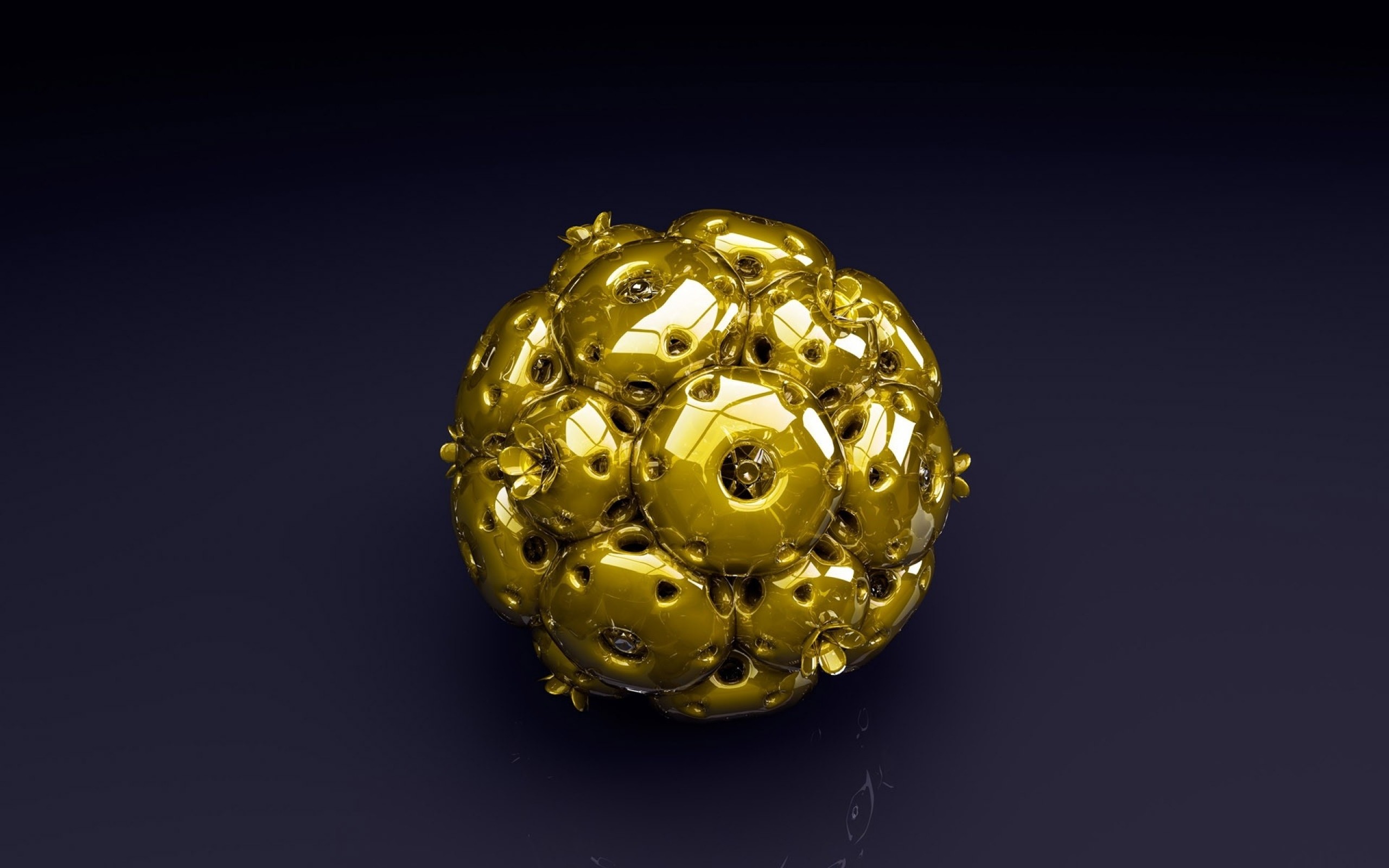 Wallpaper ball, shape, gold, metallic blue