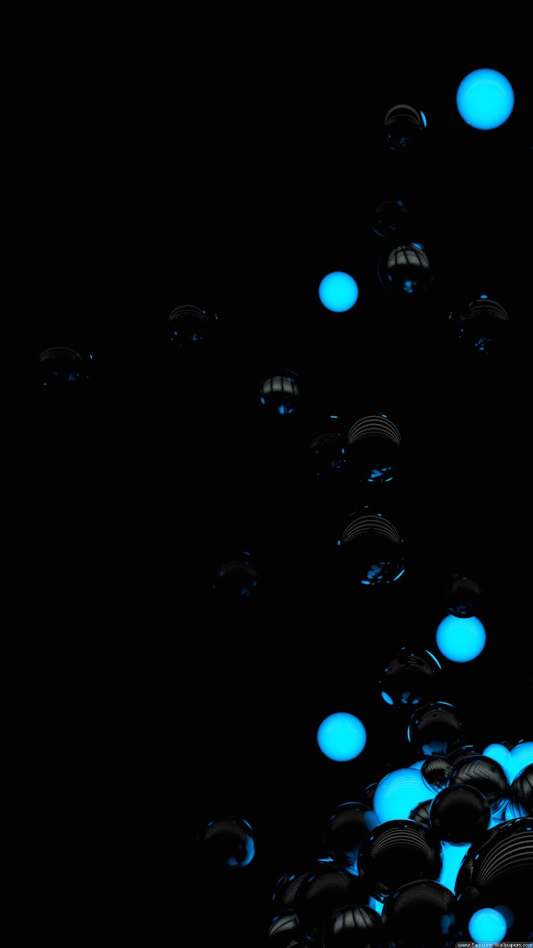 Wallpaper full hd 1080 x 1920 smartphone bubbles 3d black blue