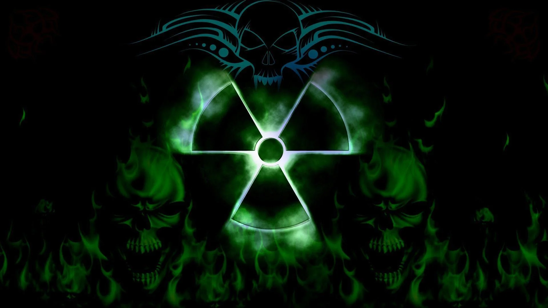 Wallpapers For > Cool Green And Black Skull Backgrounds