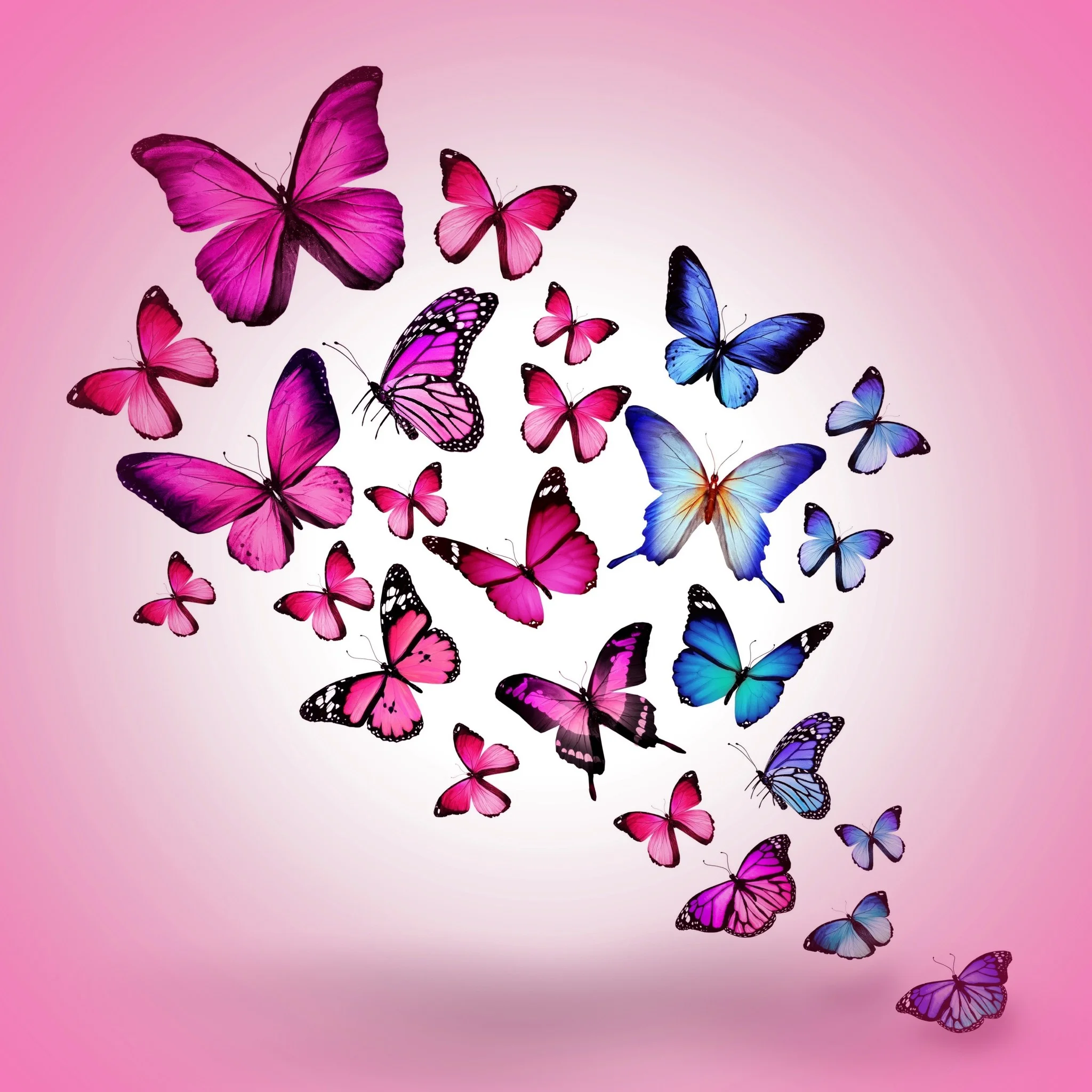 Wallpaper butterfly, drawing, flying, colorful, background, pink
