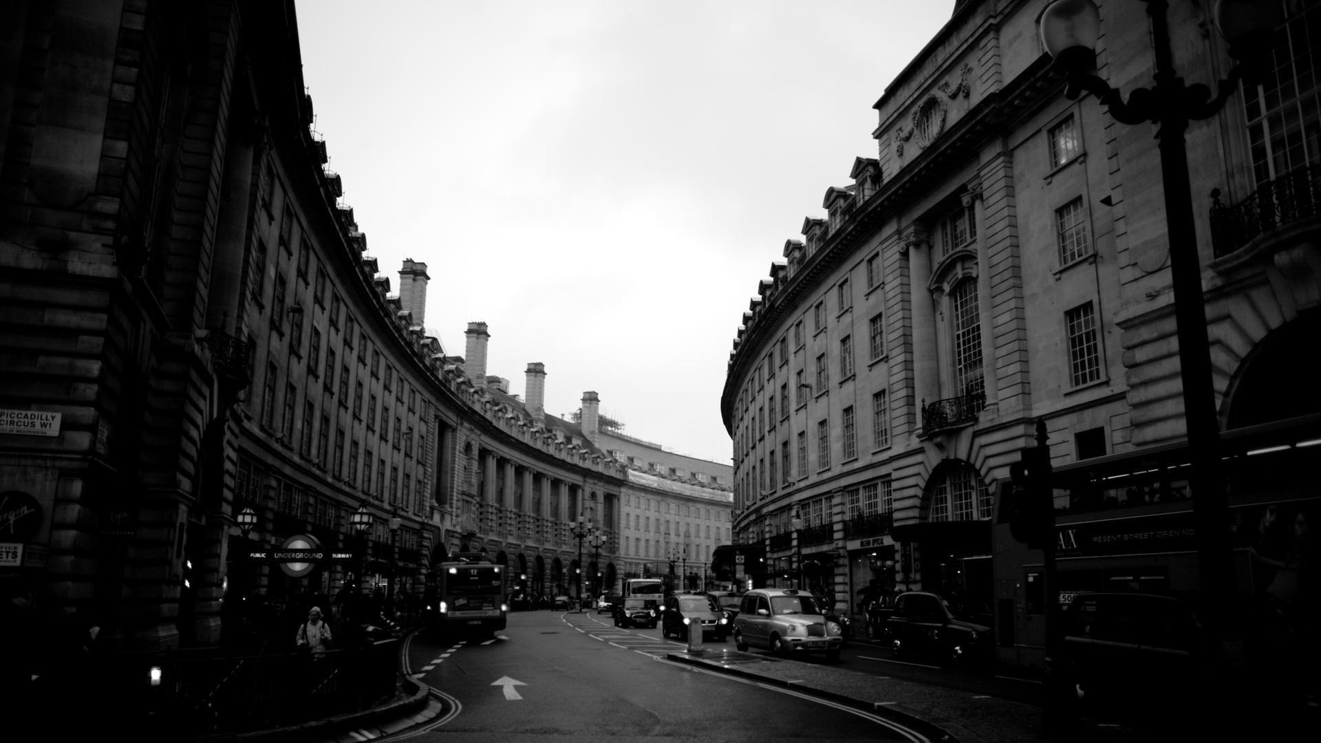 Street night evening black and white building 47849 1920×1080