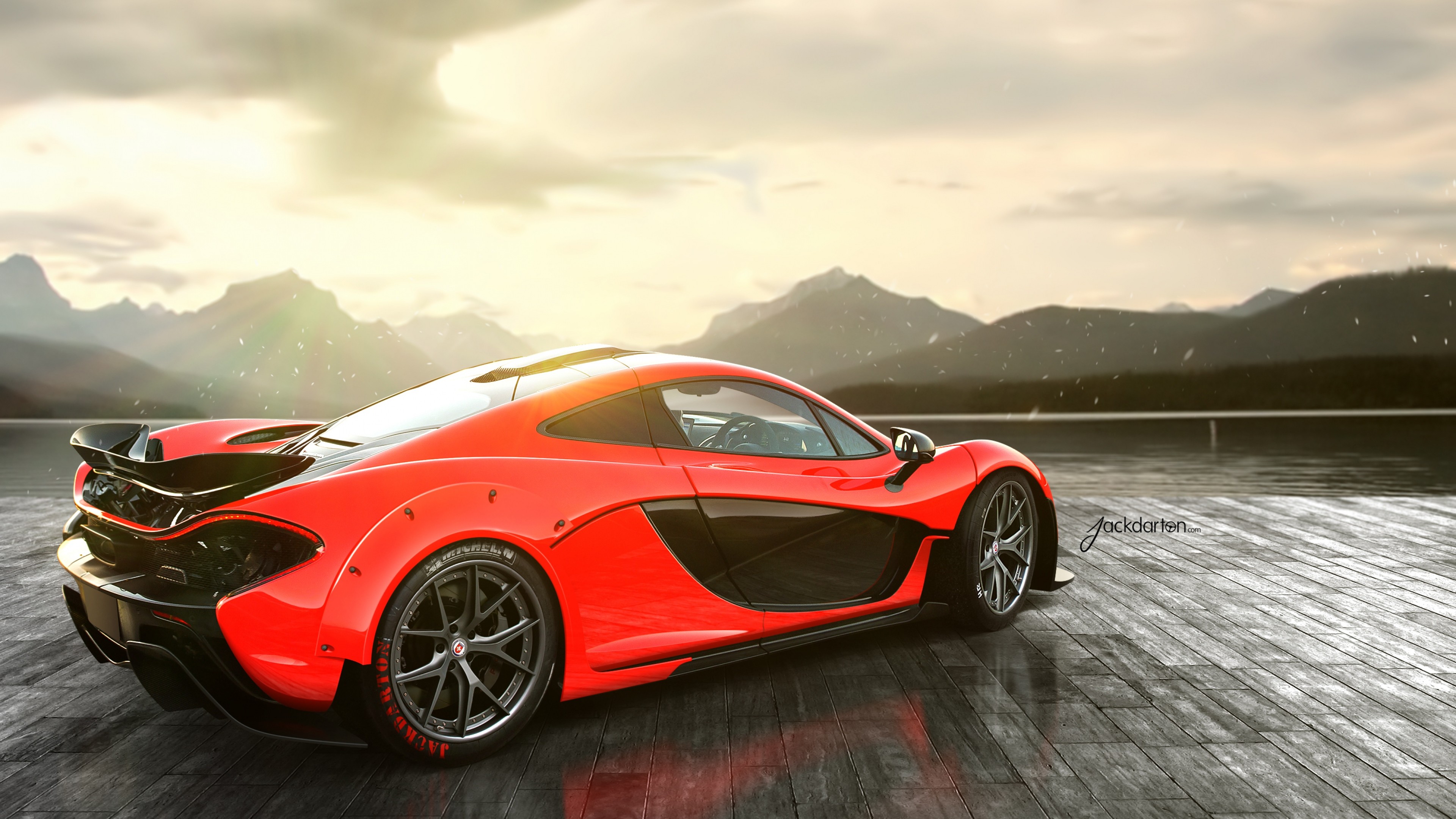 Preview wallpaper mclaren, p1, red, rear 3840×2160