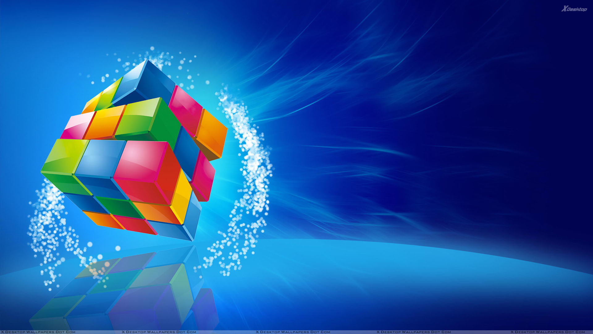 Color Cube On Blue Background Wallpaper