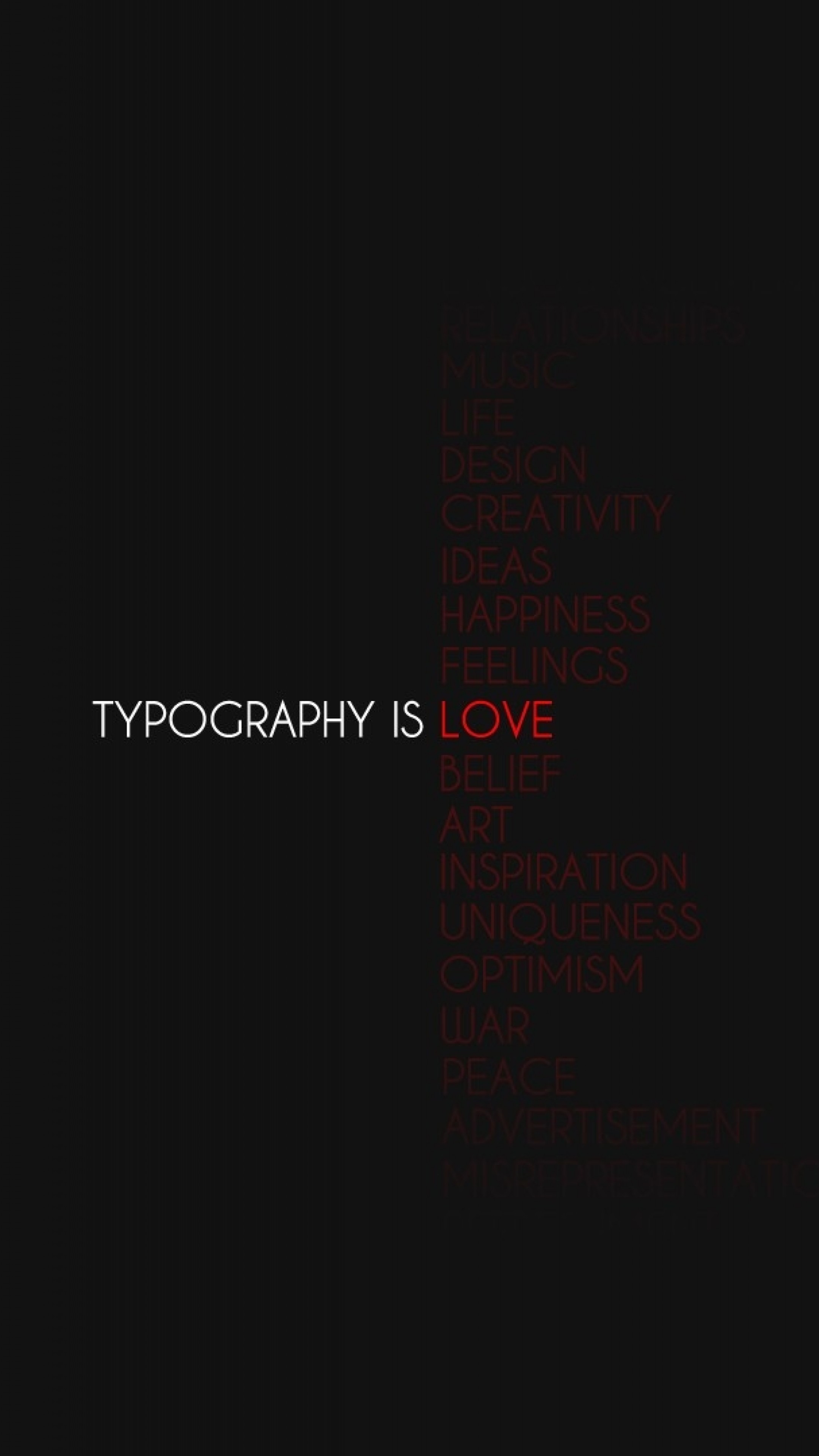 Wallpaper typography is love, black, black background, sign,  reflections