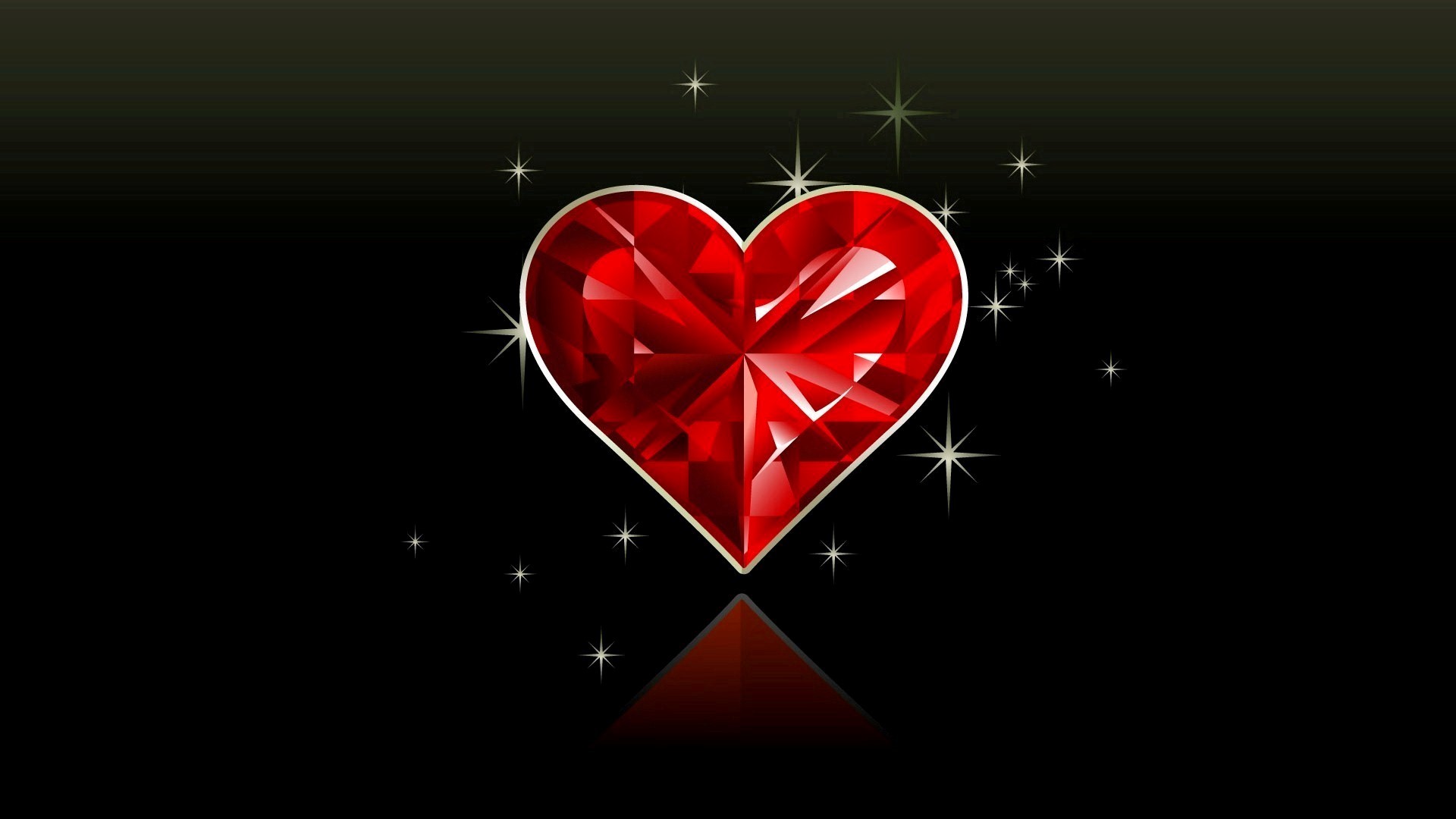 Red Crystal Heart in Black Background