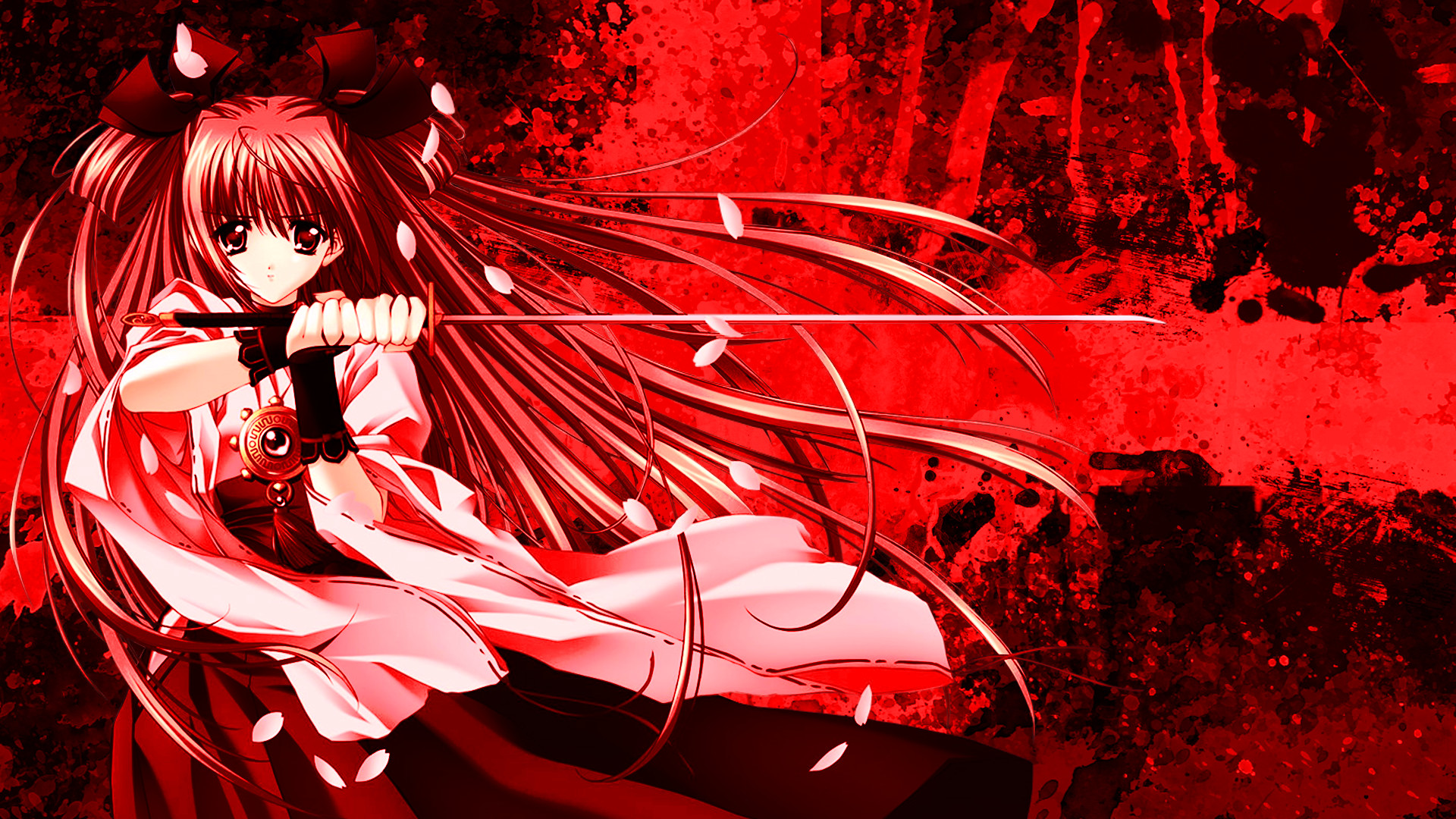 Anime – Unknown Woman Warrior Sword Red Eyes Red Hair Long Hair Anime Girl  Wallpaper