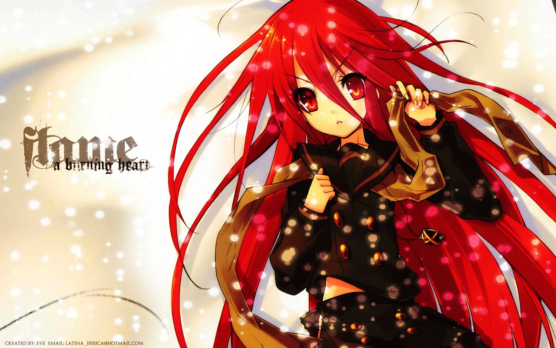 Download Wallpaper Anime, Girl, Hair, Red, Scarf, Snow