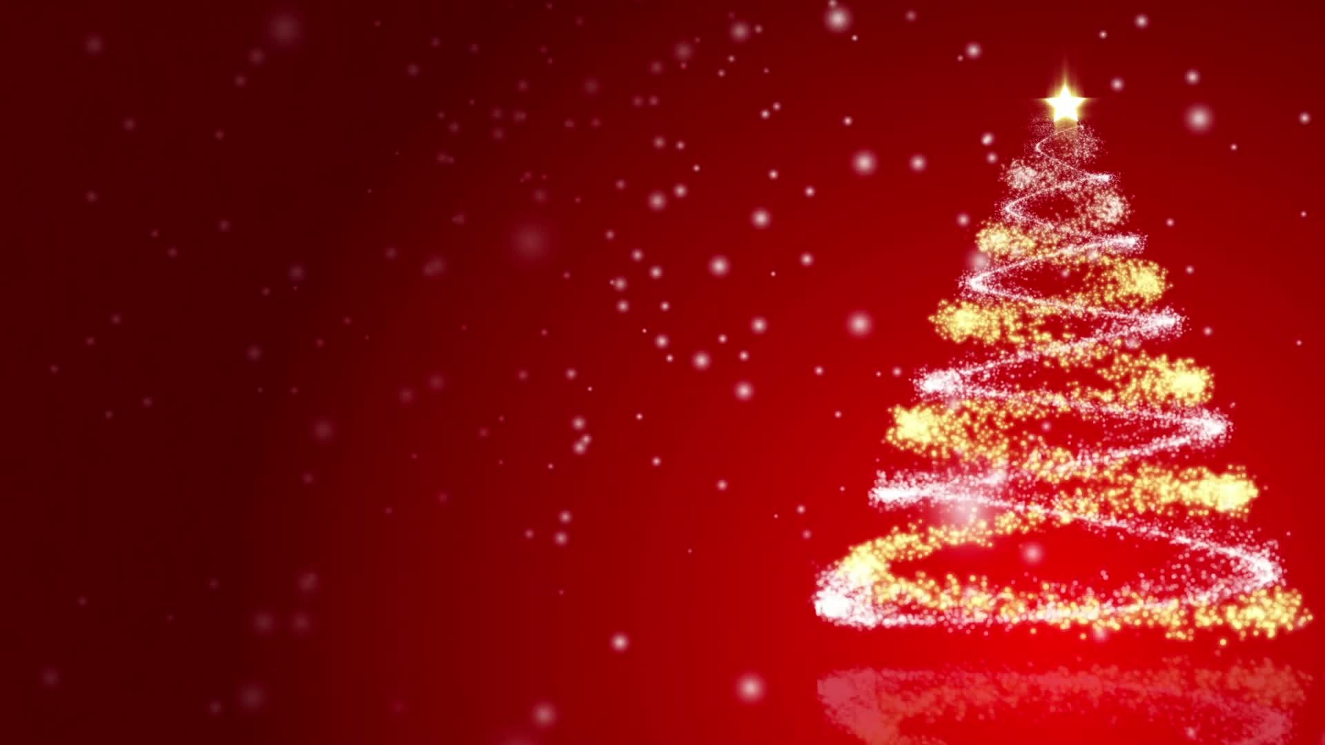 Christmas Tree on Red Background Loop
