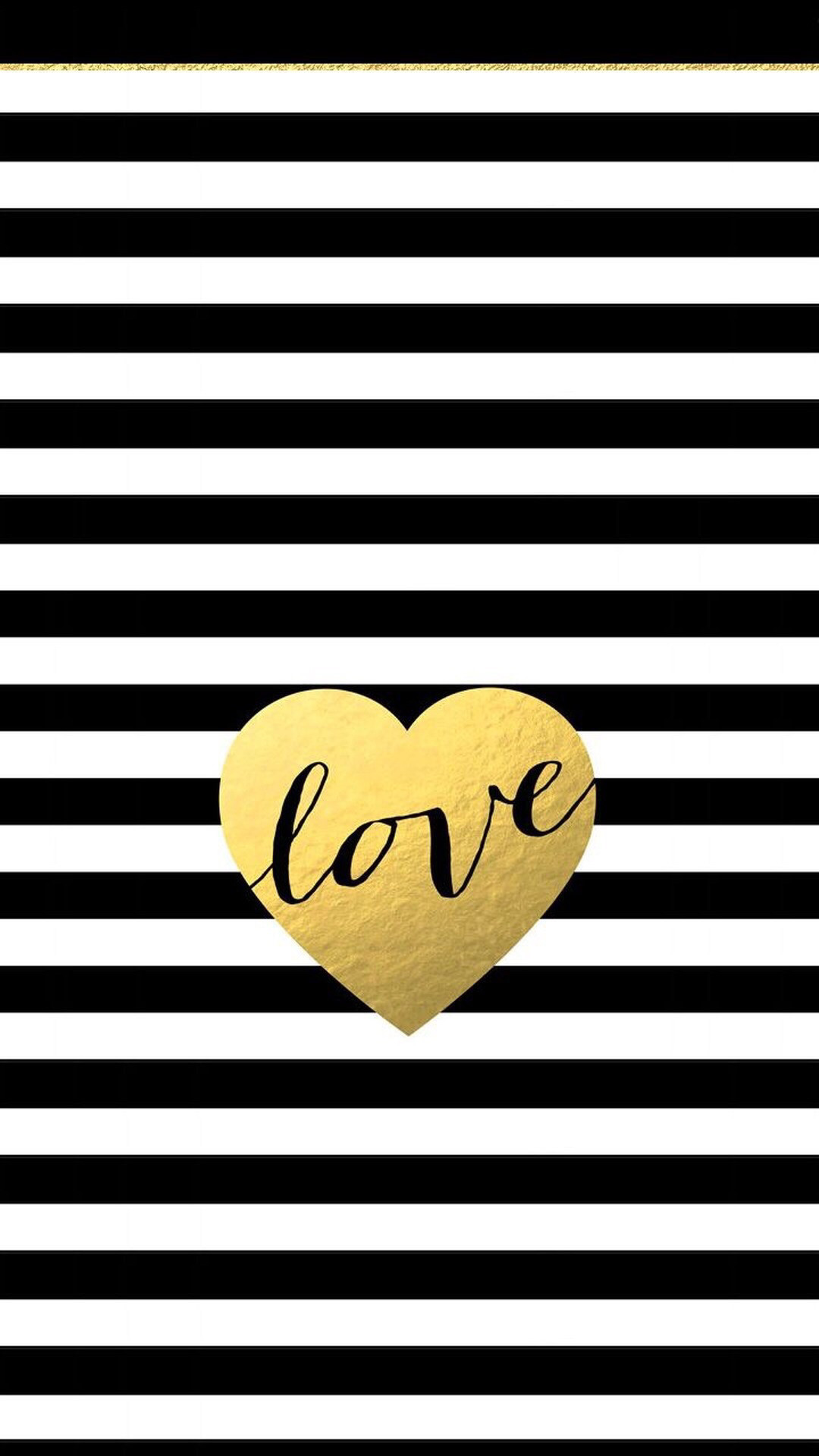 Black white stripes gold heart love iphone phone background wallpaper lock screen by