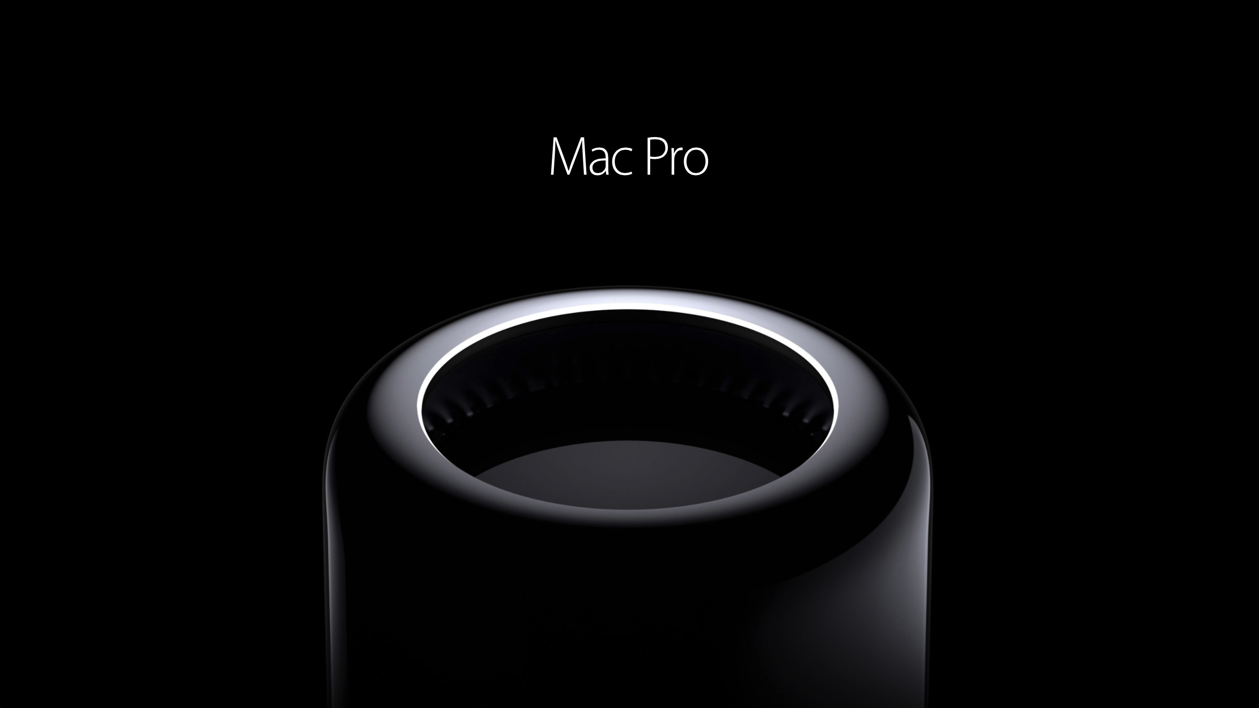 Apple wallpaper, Mac Pro, 2014, gloss black, black background, a new