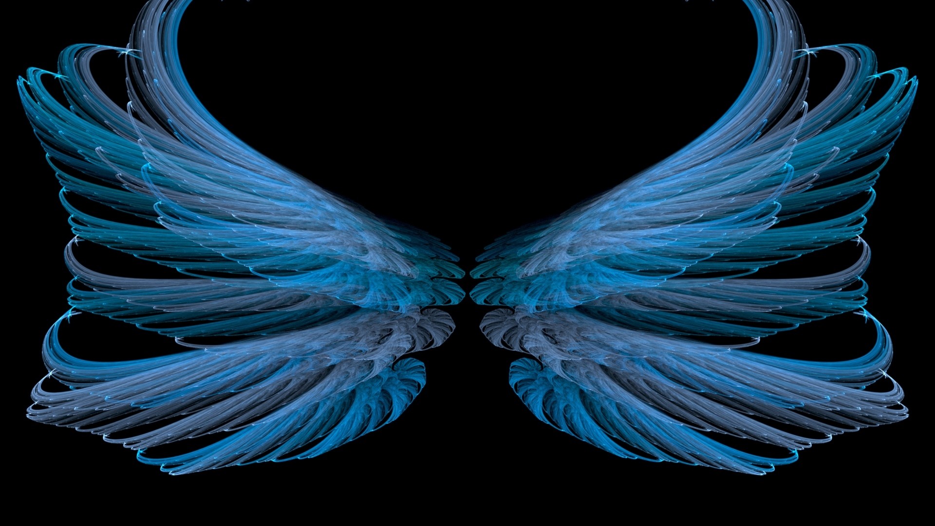 Preview wallpaper blue, black, wings, white, bright 1920×1080