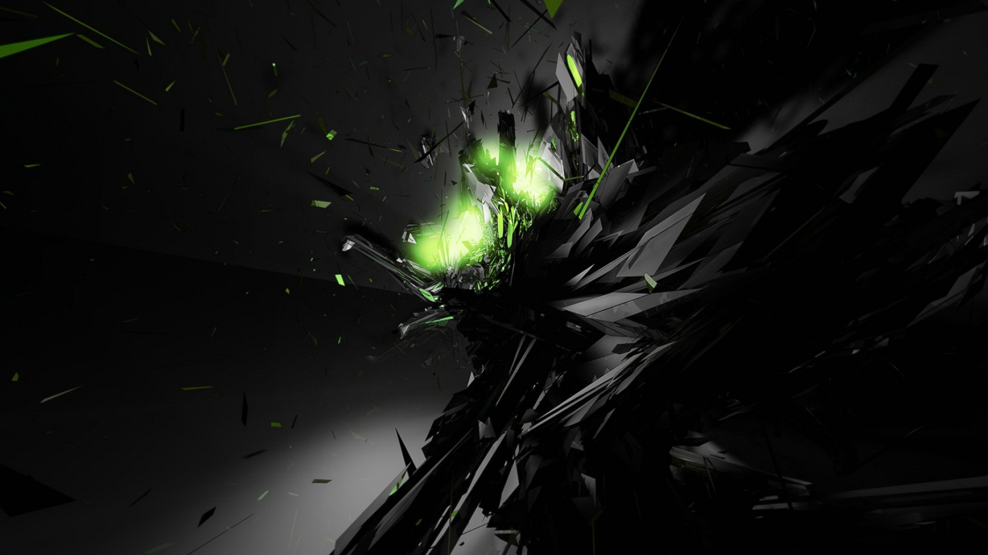 Black Abstract Green Glow Desktop Wallpaper