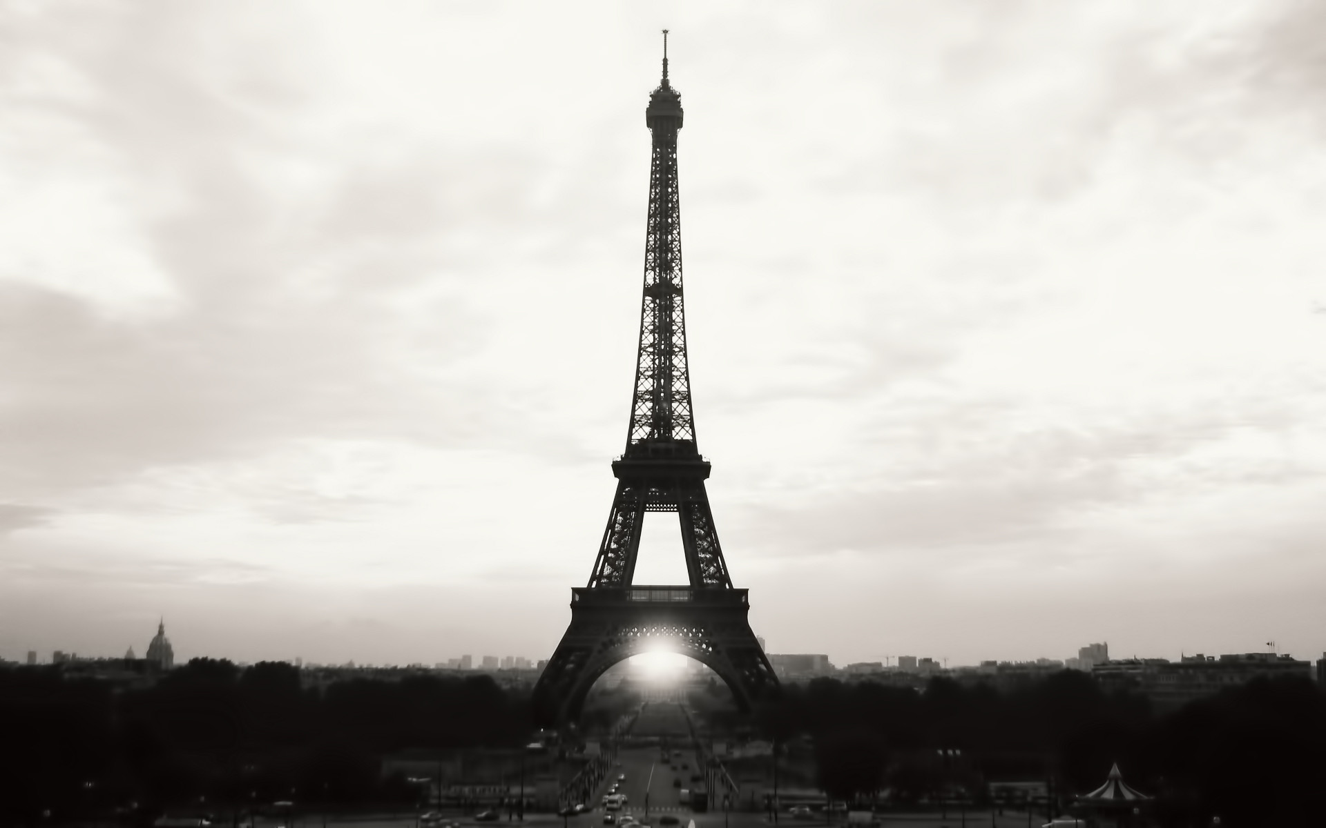 Eiffel Tower Paris Black and White Photography Desktop Wallpaper