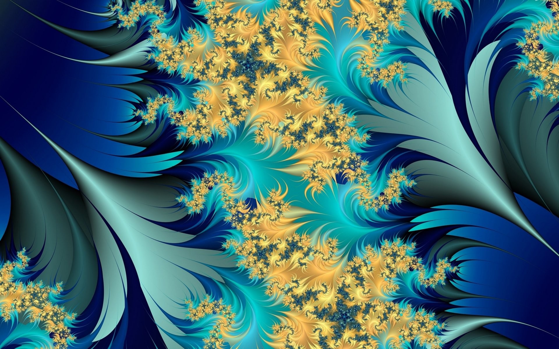 Yellow & Blue Leaves Fractal wallpapers and stock photos