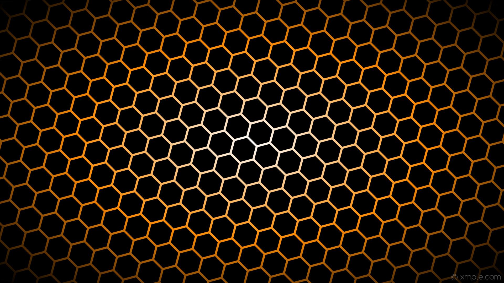 wallpaper glow hexagon black orange white gradient dark orange #000000  #ffffff #ff8c00 diagonal