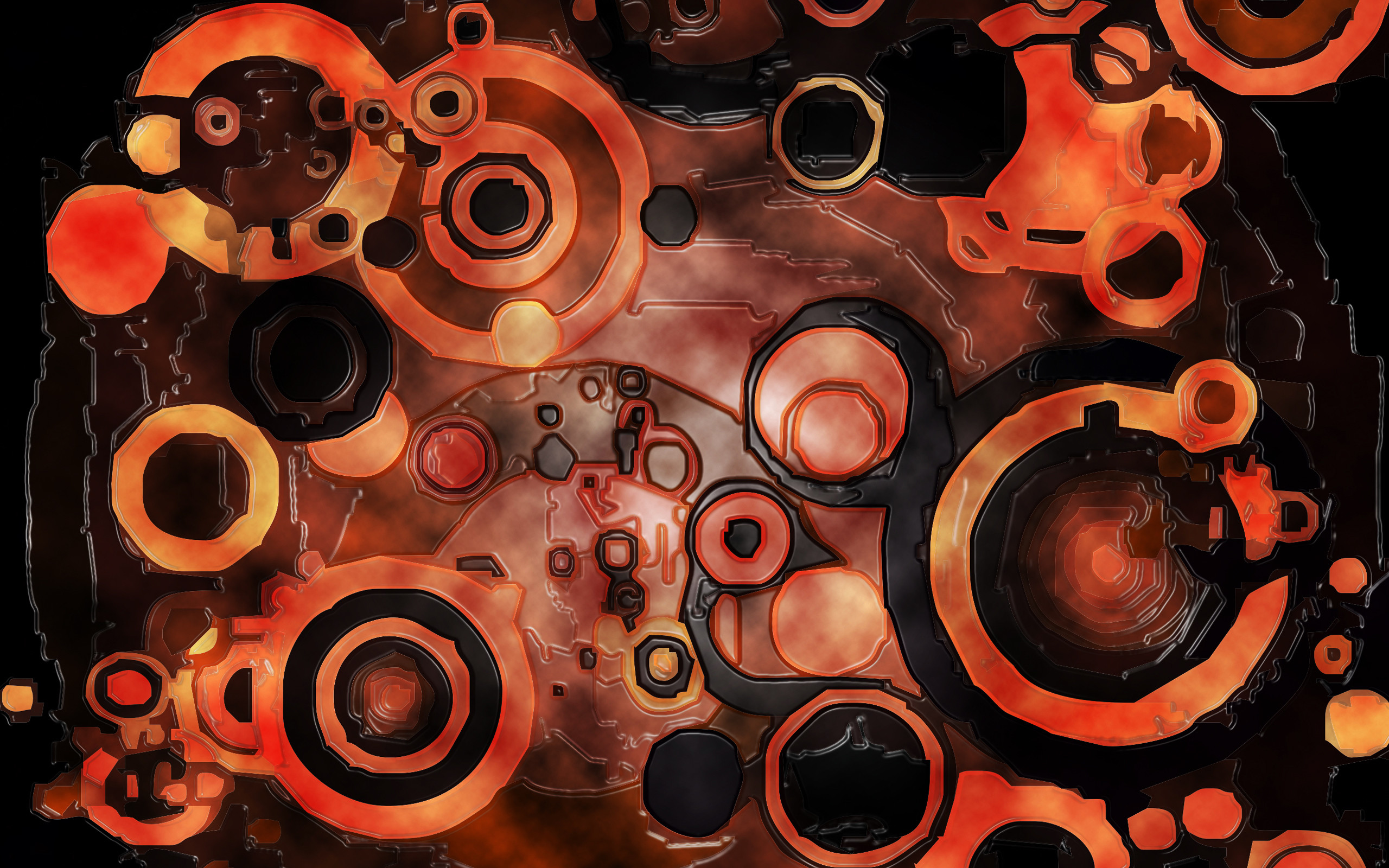 Abstract 3D Artistic Wallpaper in Orange and Black