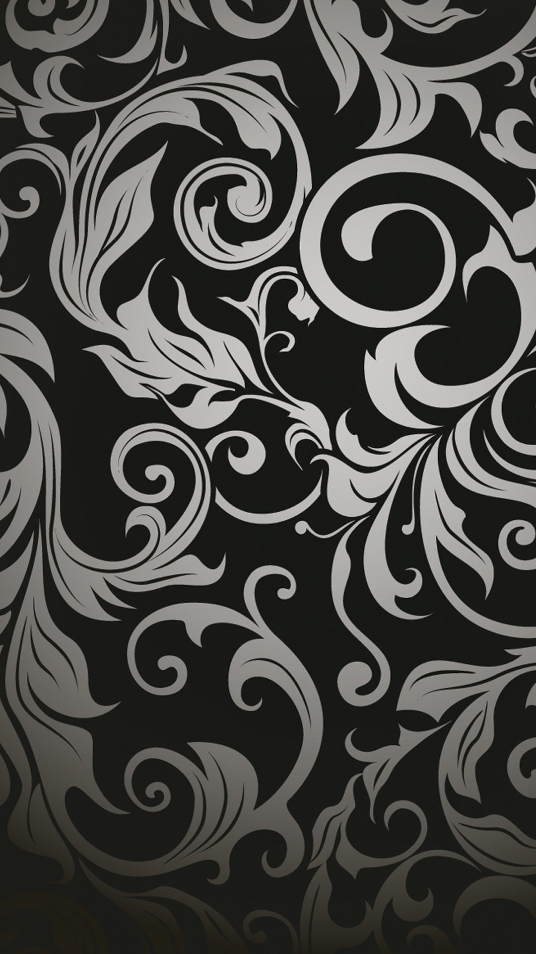 Black White Abstract Pattern Leaves Android Wallpaper