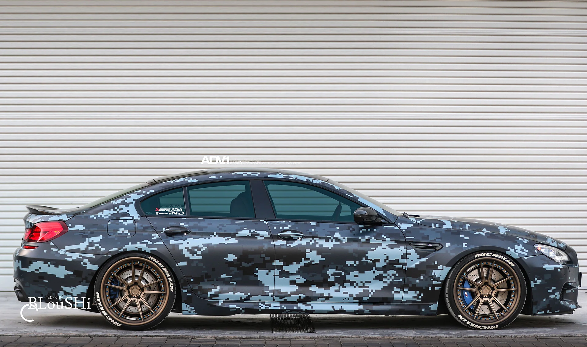 Blue Digital Camouflage Wrap BMW M6 Gran Coupe With ADV.1 Wheels Wallpaper