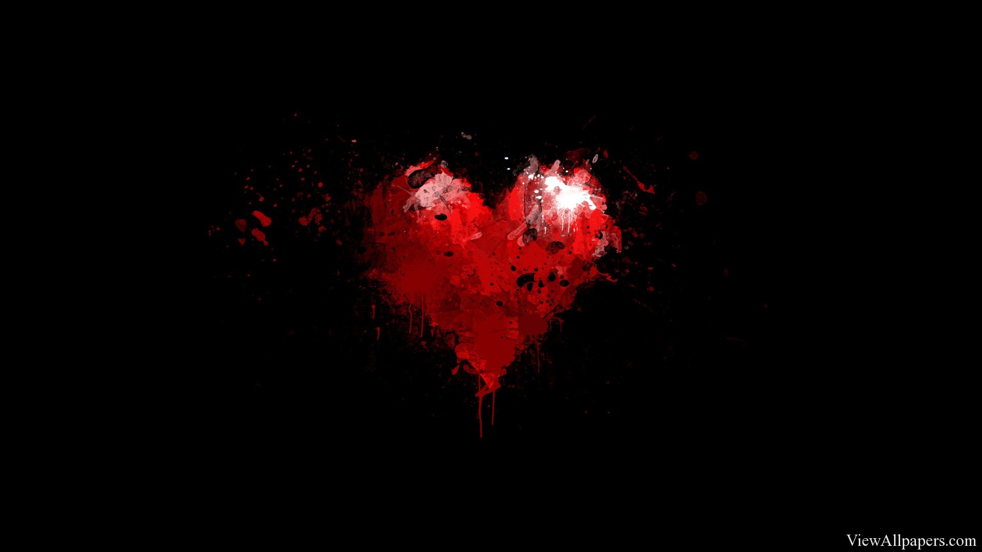 Painted Red Heart on Black Background Wallpaper