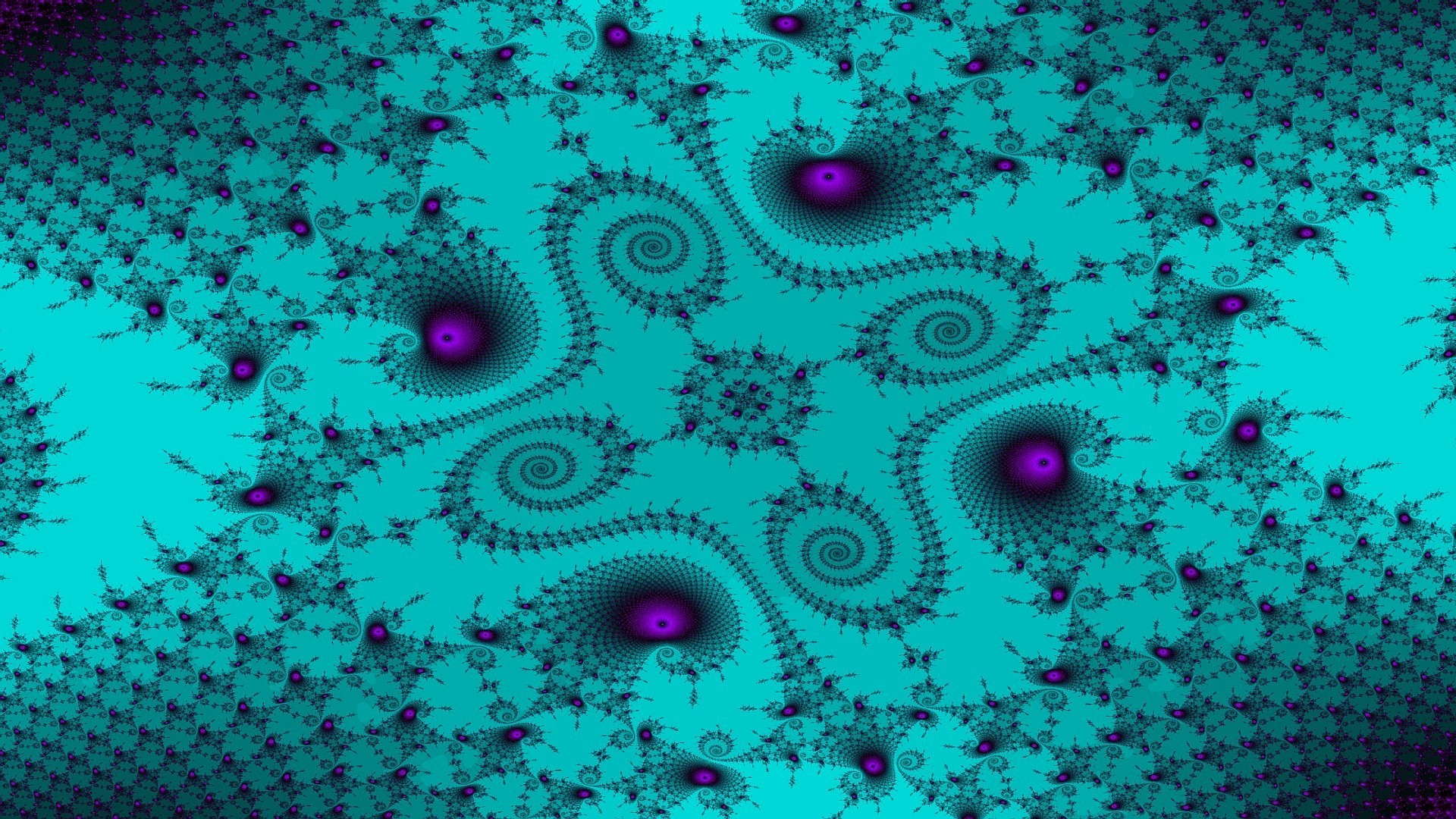 Spirals Swirls Aqua Purple