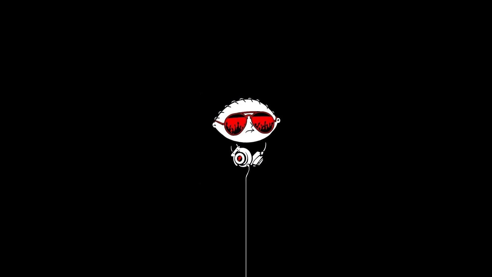 Cartoon black white boy red sunglasses headphone 1920×1080
