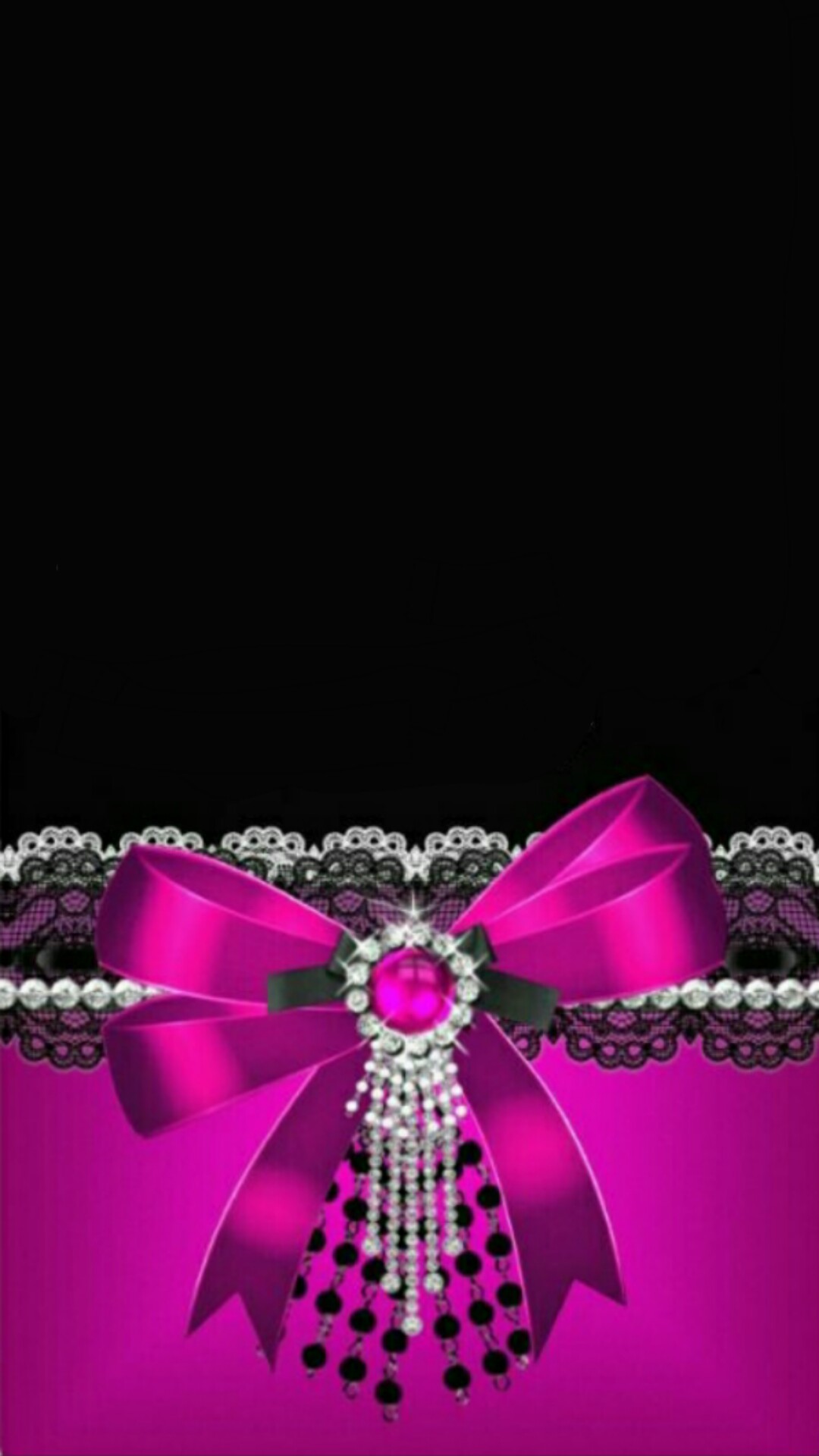 Black with Pink Bow Wallpaper