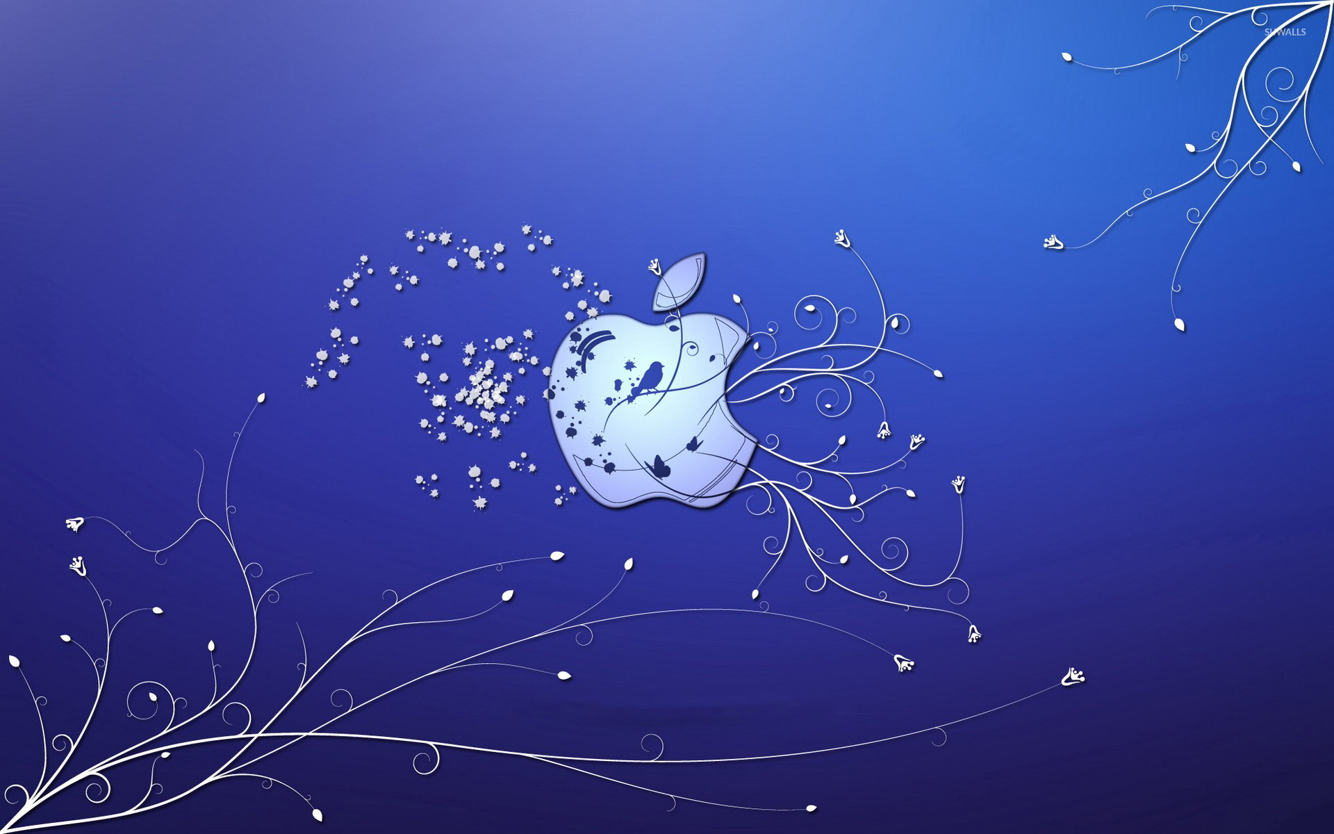 Bird and butterflies in the Apple wallpaper jpg